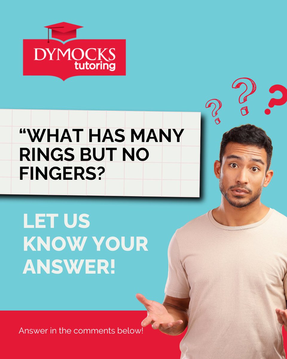 Time for this week’s riddle!
"What has many rings but no fingers?"

Post your answer below, and we'll reveal the answer on Monday!

#RiddleChallenge #BrainTeaser #FunLearning #DymocksTutoring