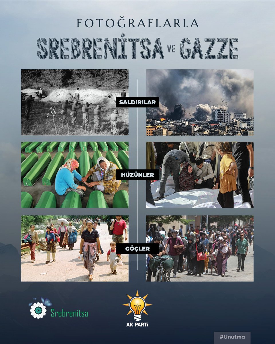 Ne yaparsanız yapın ama yapılan soykırımı unutmayın çünkü unutulan soykırım tekrarlanır.

Srebrenitsa’yı #Unutma ama Gazze için hala yapabileceğimiz çok şey var.