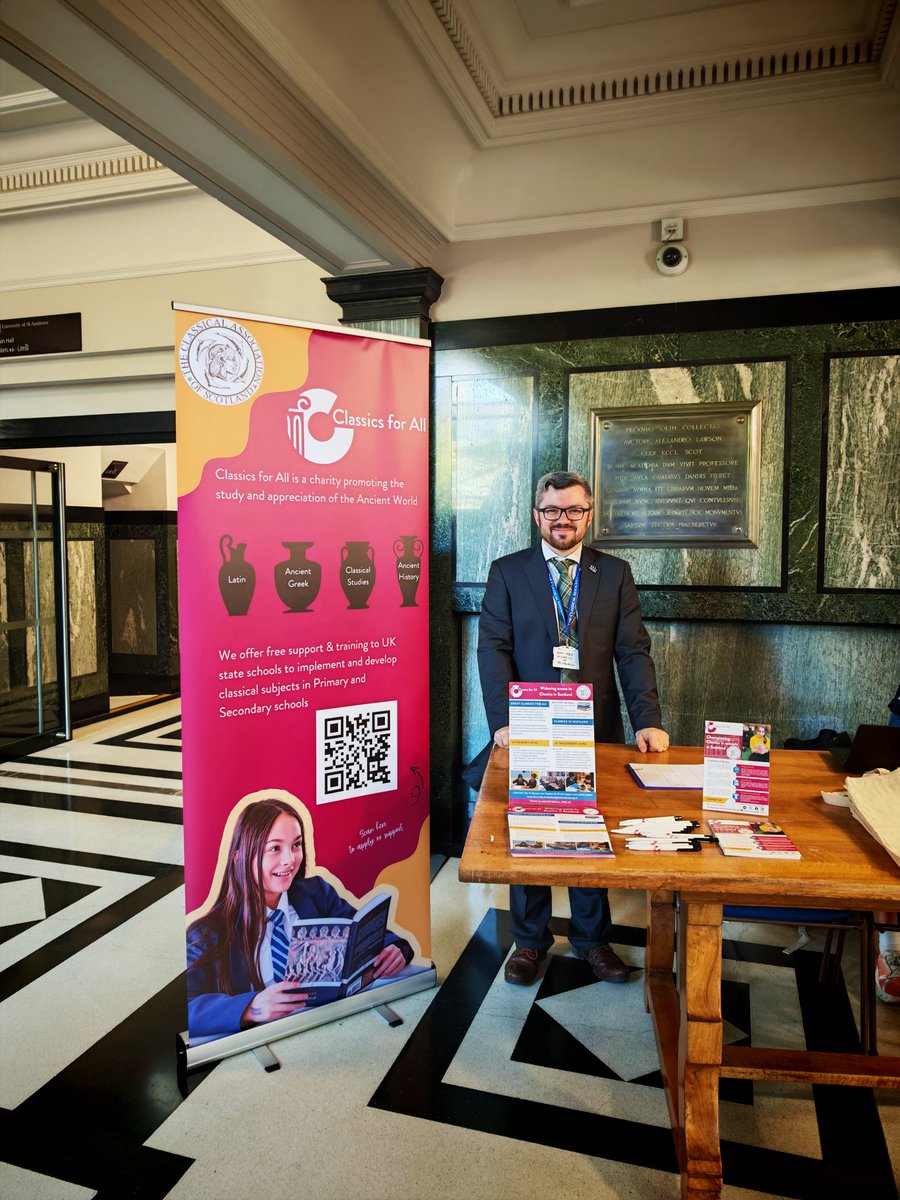 AlexImrie23's tweet image. Early start this morning to get over to the Younger Hall for registration opening in the Classical Association Conference 2025!
Taking a bit of time on the @classicsforall table (come and say hello!) before the proceedings kick off in earnest.
#ca2025 #classics #conference