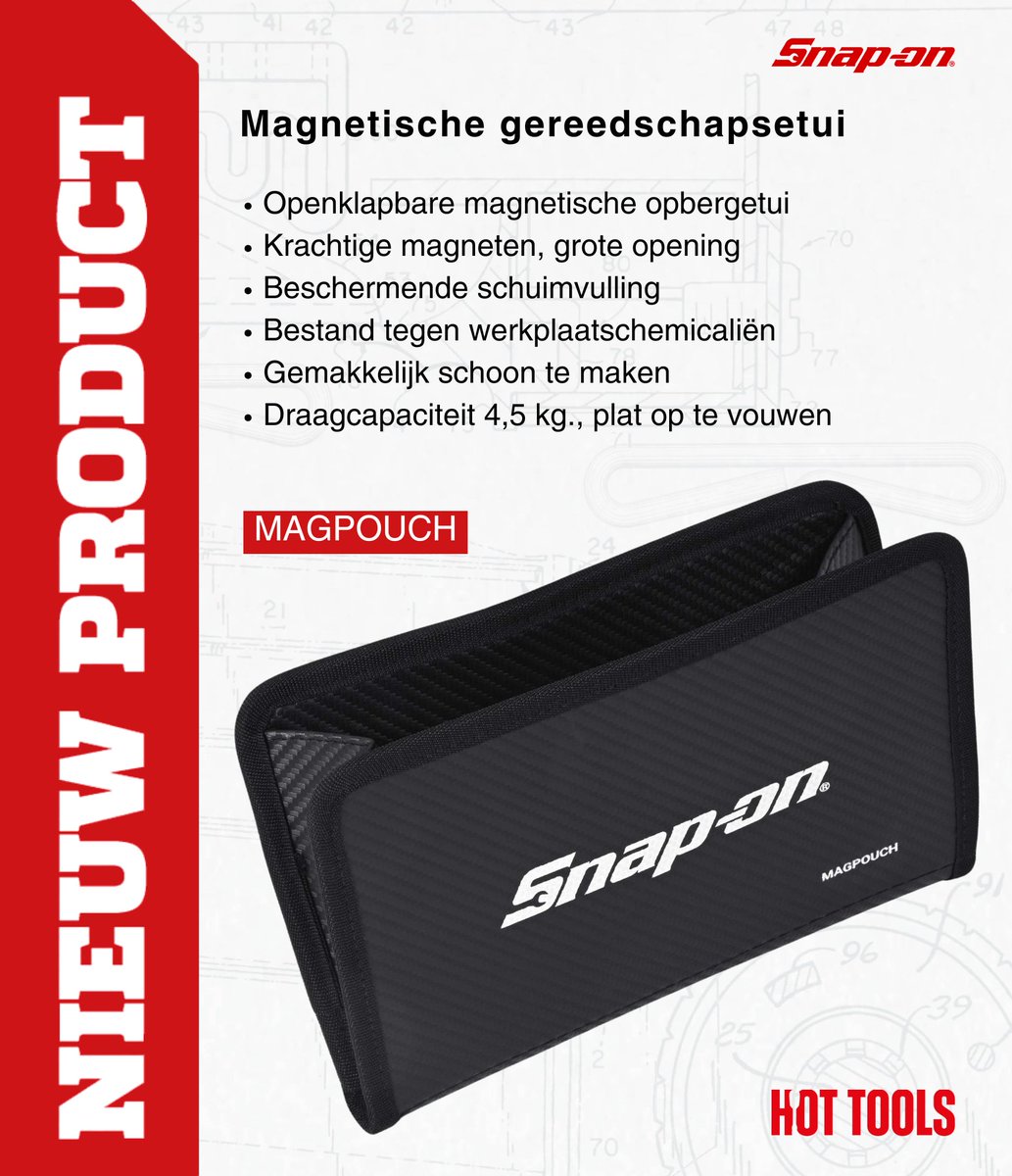 Nieuw: magnetisch opbergetui van Snap-on 🧲
✔ Grote opening
✔ 4,5 kg draagvermogen
✔ Chemie- &amp; vuilbestendig
✔ Plat op te vouwen
✔ Magnetische sluiting

📏 229 x 15 x 152 mm
📍 Te koop via je Snap-on dealer.

#Snapon #ToolStorage #WerkplaatsTools