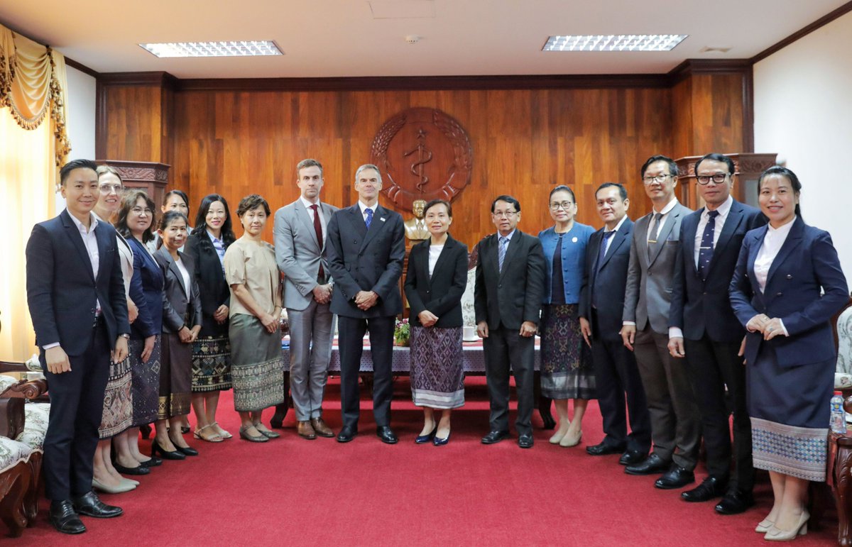 WR_LaoPDR's tweet image. 🤝Delighted to meet new Minister of Health HE Mme Baykham Khattiya
#HealthForAll means close collaboration. Pleased to discuss 🇱🇦’s health achievements, 75 years of partnership + future collaboration on health financing, digital health and data, climate/disease response + more!