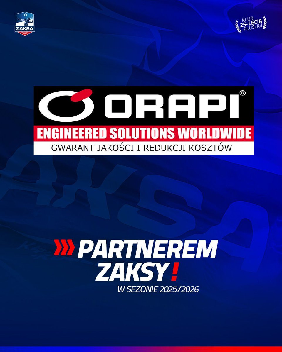 Sporo się dzieje, kolejne umowy podpisane 👏  Firma Pol-Frans 👉 importer produktów marki Orapi potwierdza gotowość do kolejnego sezonu z #ZAKSAfamily 🟦⬜🟥  Let's go ❗ 

#Współpraca #ZAKSAbusiness 🤝