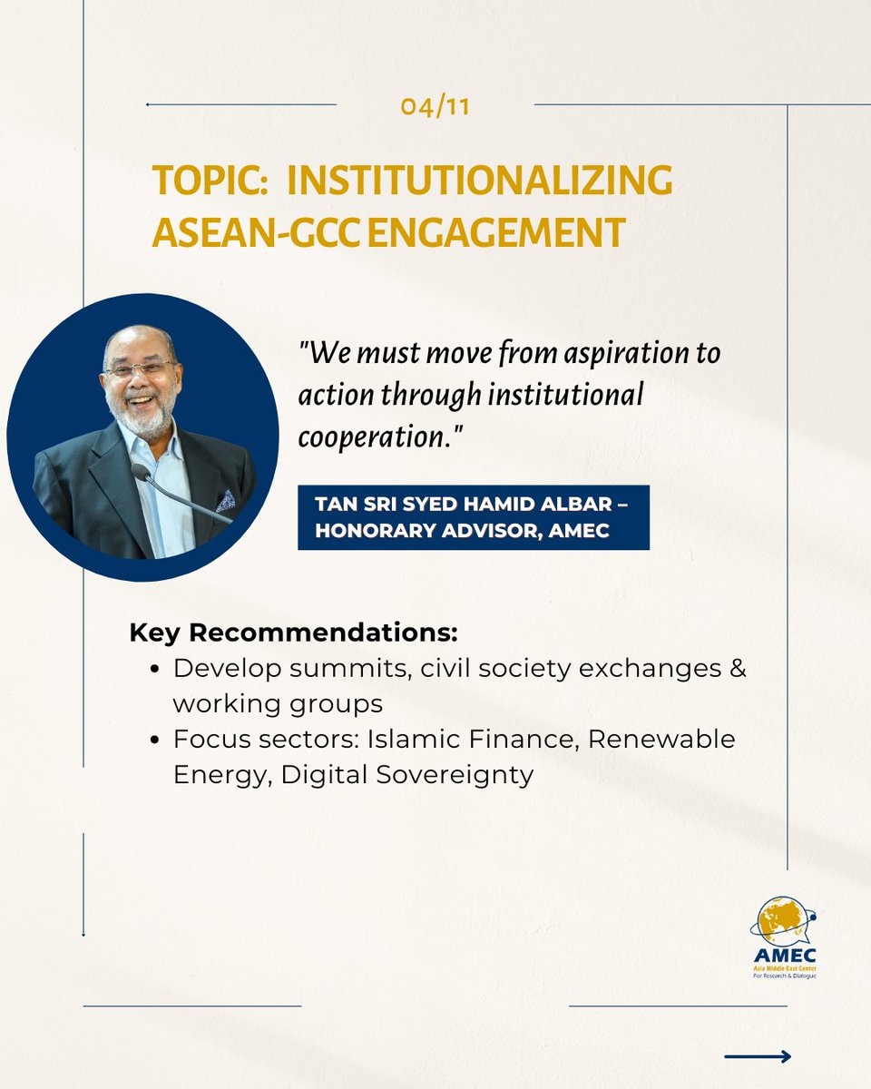 Asia Middle East Center (@amecrden) on Twitter photo From diplomacy to development, from culture to connectivity โ ASEAN and the GCC are shaping a new era of cooperation. Explore powerful insights from key voices at the RTD on ASEAN-GCC Interactions in a Changing Global Order. <a href="/muslimbinimran/">Muslim Imran</a> <a href="/syedhamidalbar/">S. H. Albar</a> <a href="/maszlee/">Maszlee Malik ๐ด๐ฒ๐พ</a> From diplomacy to development, from culture to connectivity โ ASEAN and the GCC are shaping a new era of cooperation. Explore powerful insights from key voices at the RTD on ASEAN-GCC Interactions in a Changing Global Order. <a href="/muslimbinimran/">Muslim Imran</a> <a href="/syedhamidalbar/">S. H. Albar</a> <a href="/maszlee/">Maszlee Malik ๐ด๐ฒ๐พ</a>