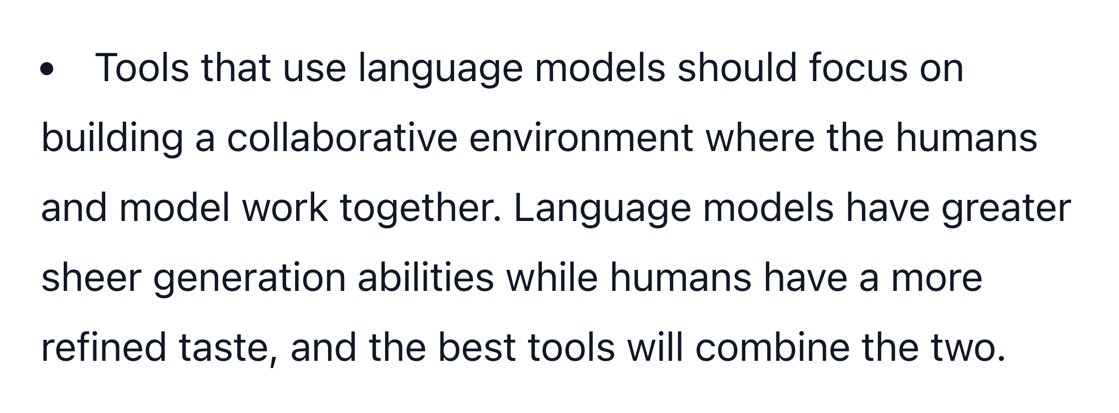 sharifshameem's tweet image. We deserve better tools aimed at collaboration instead of automation when working with models. the north star is man-computer symbiosis, not an opaque oracle.