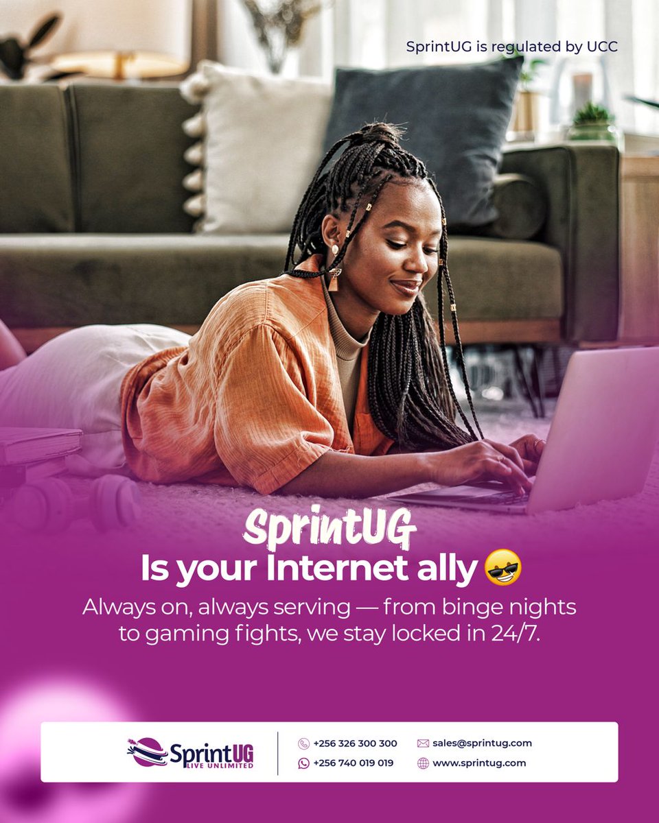 SprintUg's tweet image. Stay connected, stay unlimited! Your internet ally is here!  
Kick off the weekend with binge-worthy speeds, 24/7! 

#SprintUG #LiveUnlimited #InternetForAll #FridayFeeling