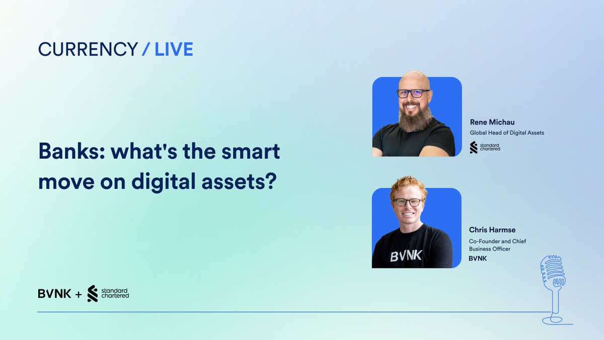 BVNKFinance's tweet image. ⏰ Starting in 20 minutes ⏰
Join us LIVE here on X for a conversation on the digital asset playbook for banks with BVNK's @chrisharmse89 and @StanChart's @renemichau .
Don't miss this insider discussion on how traditional banks are approaching the stablecoin opportunity.