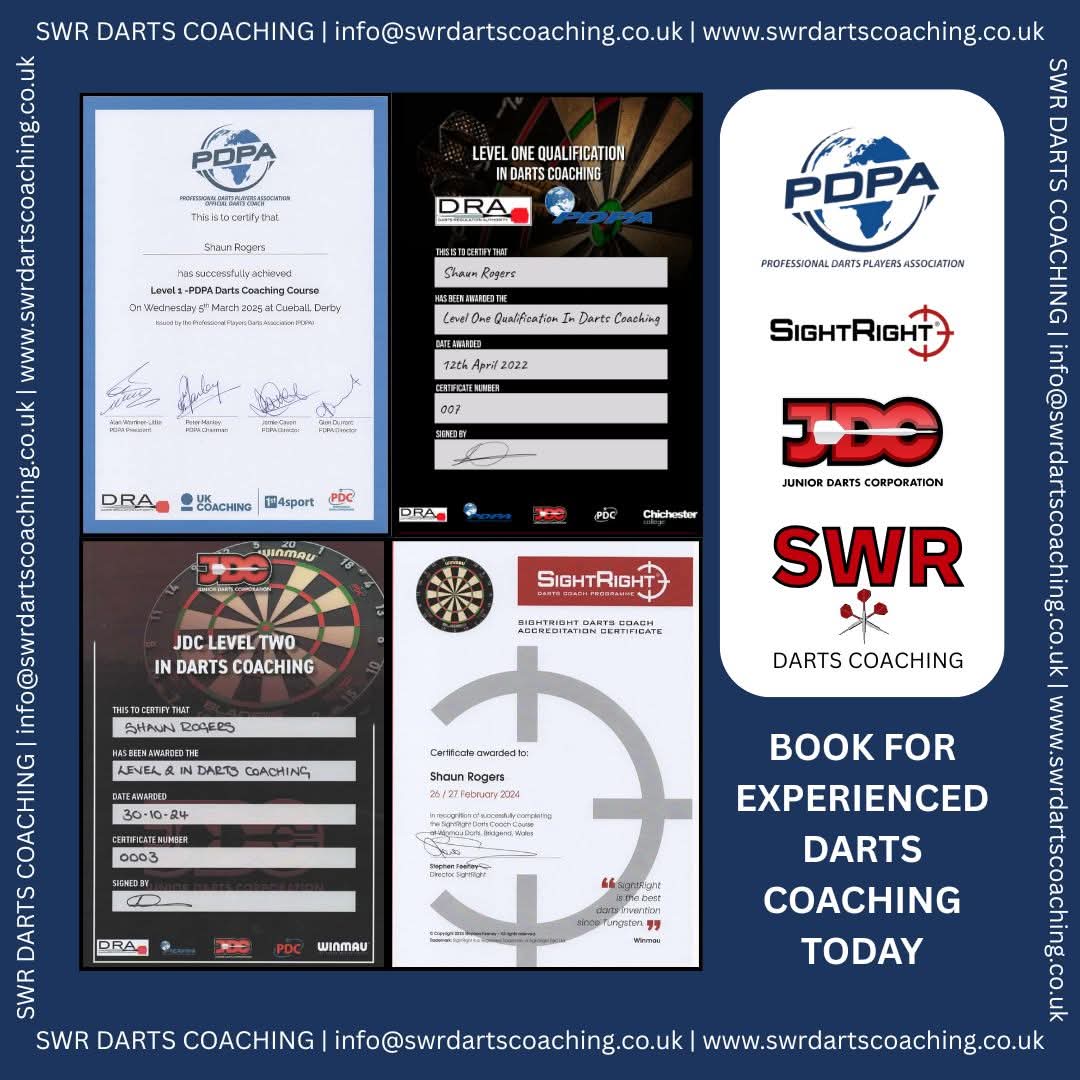 Looking for help with your #darts game ?

Get in touch today to book your coaching session with me, a qualified and accredited #PDPA and #JDC darts coach.

#dartscoach #dartscoaching 

swrdartscoaching.co.uk