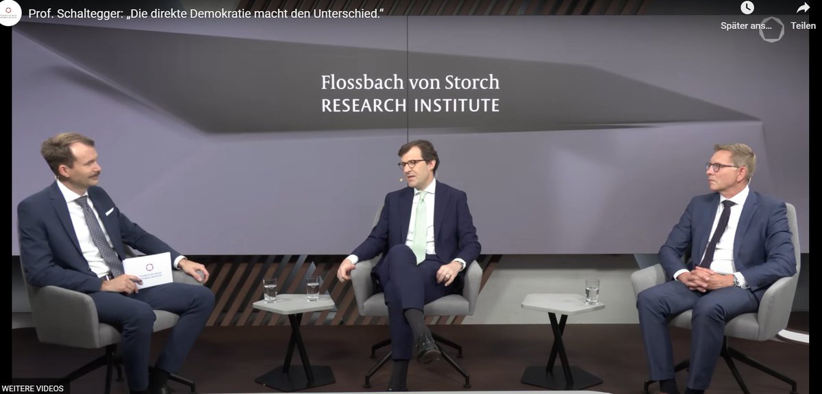 Flossbach von Storch Research Institute (@fvs_ri) on Twitter photo Wenn es zuhause nicht läuft, blickt man neidisch zum Nachbarn. Was die Schweiz in Fragen der Wirtschaft anders – und vielleicht auch besser – macht, darüber hat <a href="/Immenkoetter/">Philipp Immenkötter</a> den Top-Ökonom Christoph Schaltegger (Uni Luzern) und <a href="/GuntherSchnabl/">Gunther Schnabl</a>
befragt. youtube.com/embed/S1NeMEB6… Wenn es zuhause nicht läuft, blickt man neidisch zum Nachbarn. Was die Schweiz in Fragen der Wirtschaft anders – und vielleicht auch besser – macht, darüber hat <a href="/Immenkoetter/">Philipp Immenkötter</a> den Top-Ökonom Christoph Schaltegger (Uni Luzern) und <a href="/GuntherSchnabl/">Gunther Schnabl</a>
befragt. youtube.com/embed/S1NeMEB6…