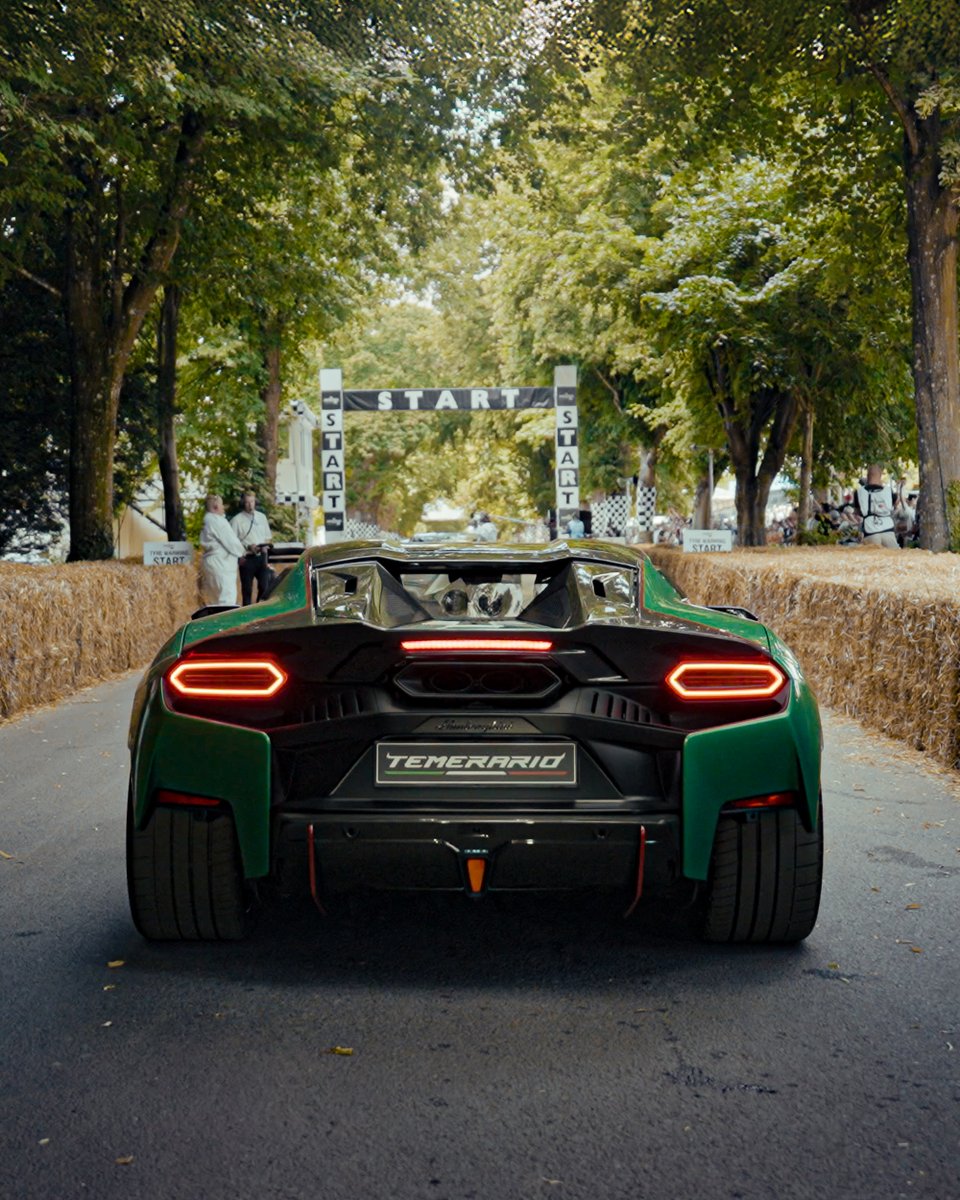 Lamborghini's tweet image. Lamborghini Temerario has officially made its public dynamic debut at Goodwood Festival of Speed, taking on the iconic hill climb in an exhibition that thrilled onlookers and enthusiasts. Pure power, ignited.