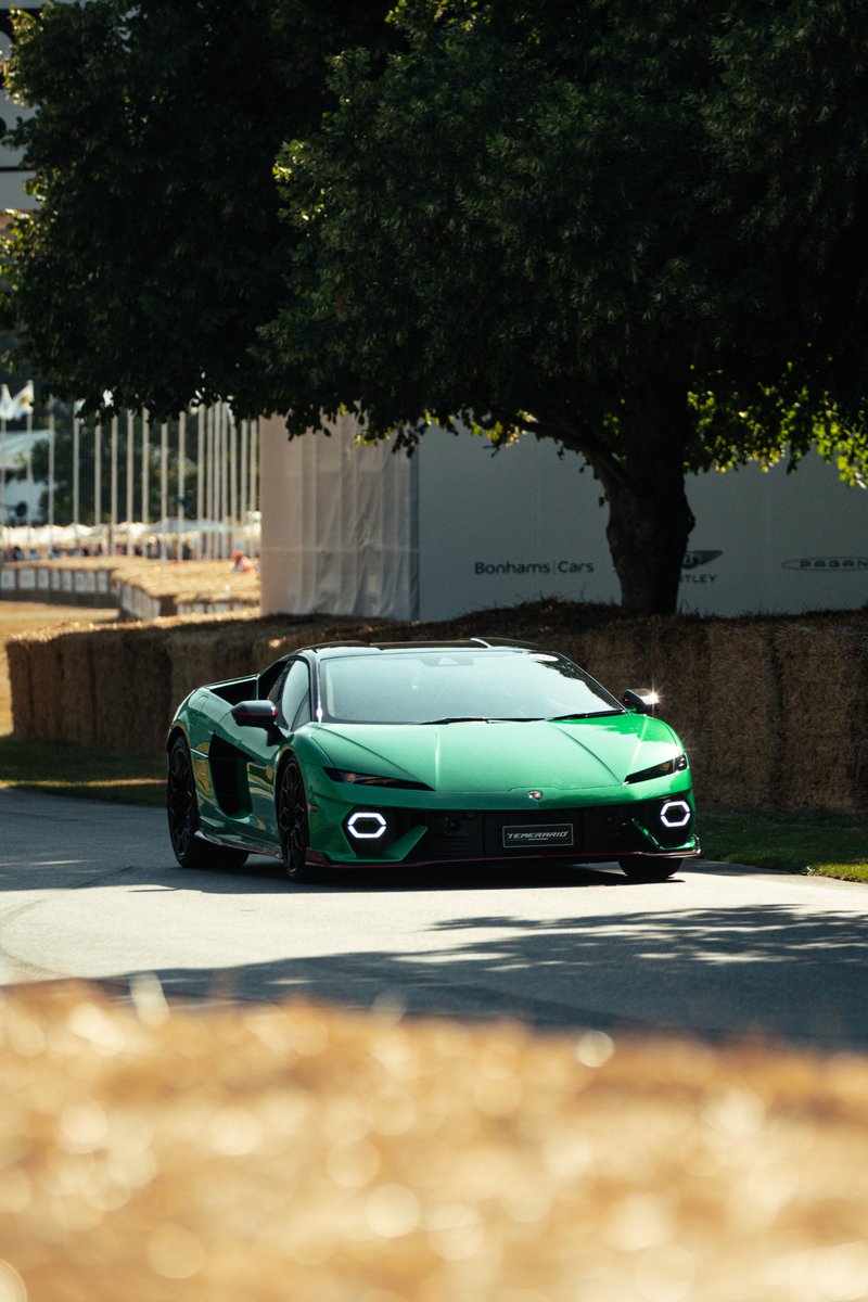 Lamborghini's tweet image. Lamborghini Temerario has officially made its public dynamic debut at Goodwood Festival of Speed, taking on the iconic hill climb in an exhibition that thrilled onlookers and enthusiasts. Pure power, ignited.