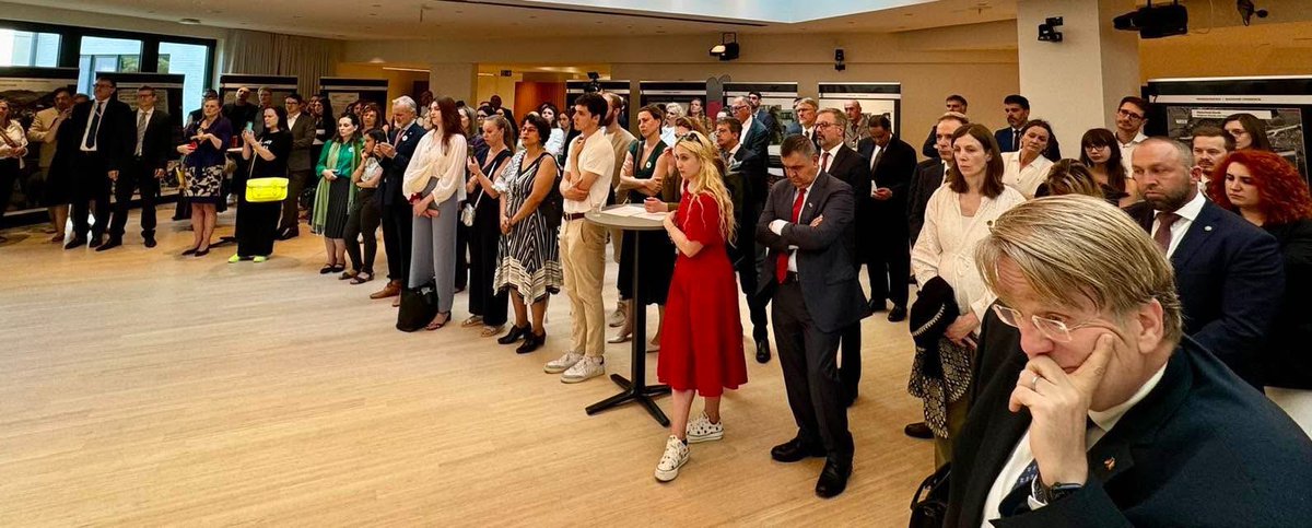 Agron Bajrami (@agronbajrami) on Twitter photo At the Embassy of the Netherlands, I joined colleagues to honor the #SrebrenicaGenocide. A moving exhibition and powerful speeches by <a href="/DBoBruessel/">Botschafter Martin Kotthaus</a>, <a href="/erolavdo/">Erol Avdovic</a>, and <a href="/max_valstar/">Max Valstar</a> led to a haunting performance, recalling the evil that struck Srebrenica 30 years ago.
#NeverForget At the Embassy of the Netherlands, I joined colleagues to honor the #SrebrenicaGenocide. A moving exhibition and powerful speeches by <a href="/DBoBruessel/">Botschafter Martin Kotthaus</a>, <a href="/erolavdo/">Erol Avdovic</a>, and <a href="/max_valstar/">Max Valstar</a> led to a haunting performance, recalling the evil that struck Srebrenica 30 years ago.
#NeverForget