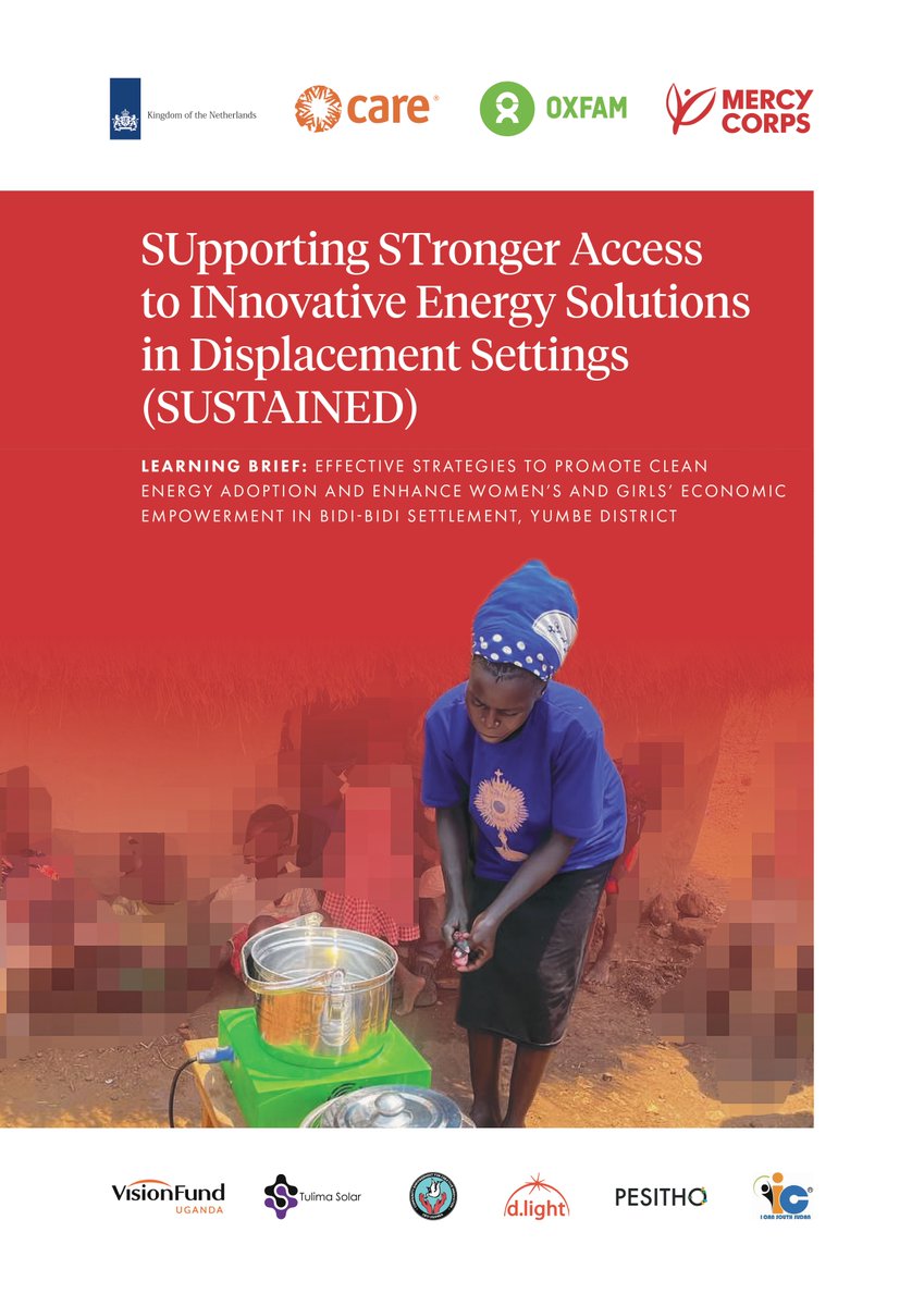 EnergyGPA's tweet image. In Bidi-Bidi, Uganda, 95%+ of households still rely on polluting fuels that harm health & limit women’s opportunities. @mercycorps Uganda #SUSTAINED brief explores practical, gender-responsive pathways for #CleanEnergy access.
🔗 mercycorps.org/research-resou…
#HumanitarianEnergy