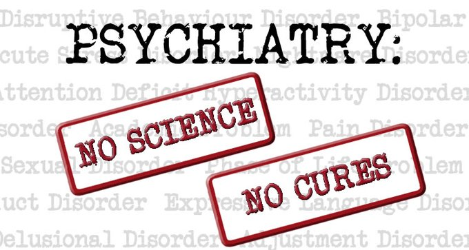 cchruk's tweet image. Psychiatric diagnoses are diagnoses by confession. The emotional states of people are evaluated on the basis of what they say and/or what they do.
This means there are no objective biological markers to establish the presence of any mental "disorders" so the "science" is purely…