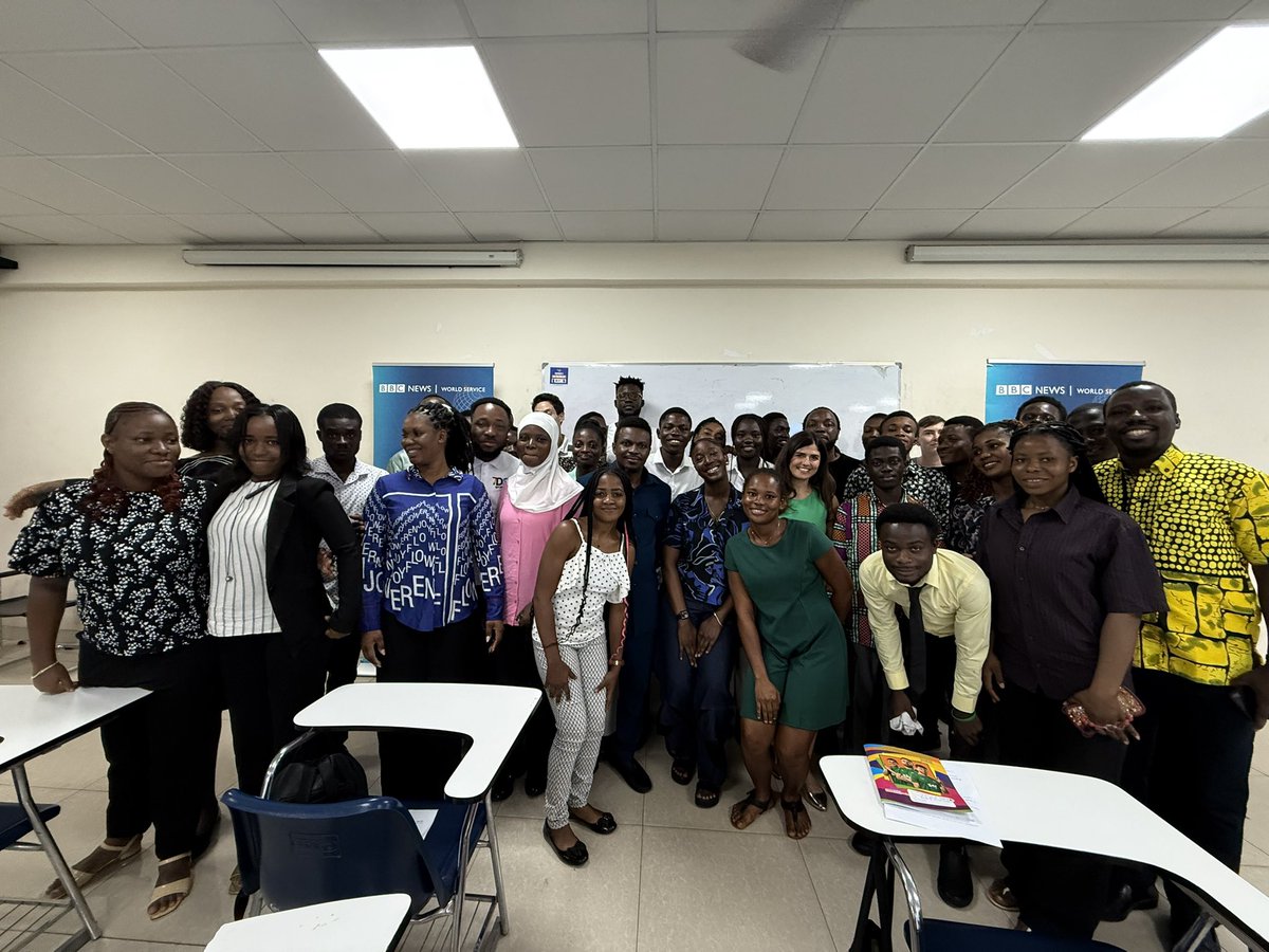unimac_gh's tweet image. At UniMAC, we don’t just teach, we expose students to real-world experiences.
Our students at UniMAC-IJ had the incredible opportunity to engage in a practical and interactive session with a podcast team from the BBC and top Ghanaian podcasters.