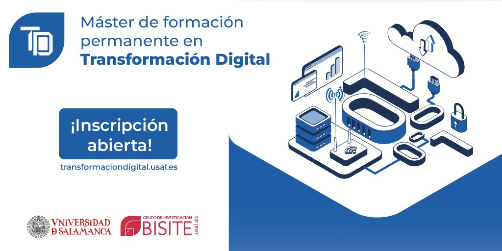 BISITE_USAL's tweet image. 📣 ¿Quieres liderar el cambio digital?
🫰 Aprovecha la nueva convocatoria del Máster en Transformación Digital de la @usal y marca la diferencia en tu entorno profesional 😉
🎁 Descuento de un 20% en matrícula para preinscriptos antes del 31 de julio
🔗 bisite.usal.es/es/blog/univer…