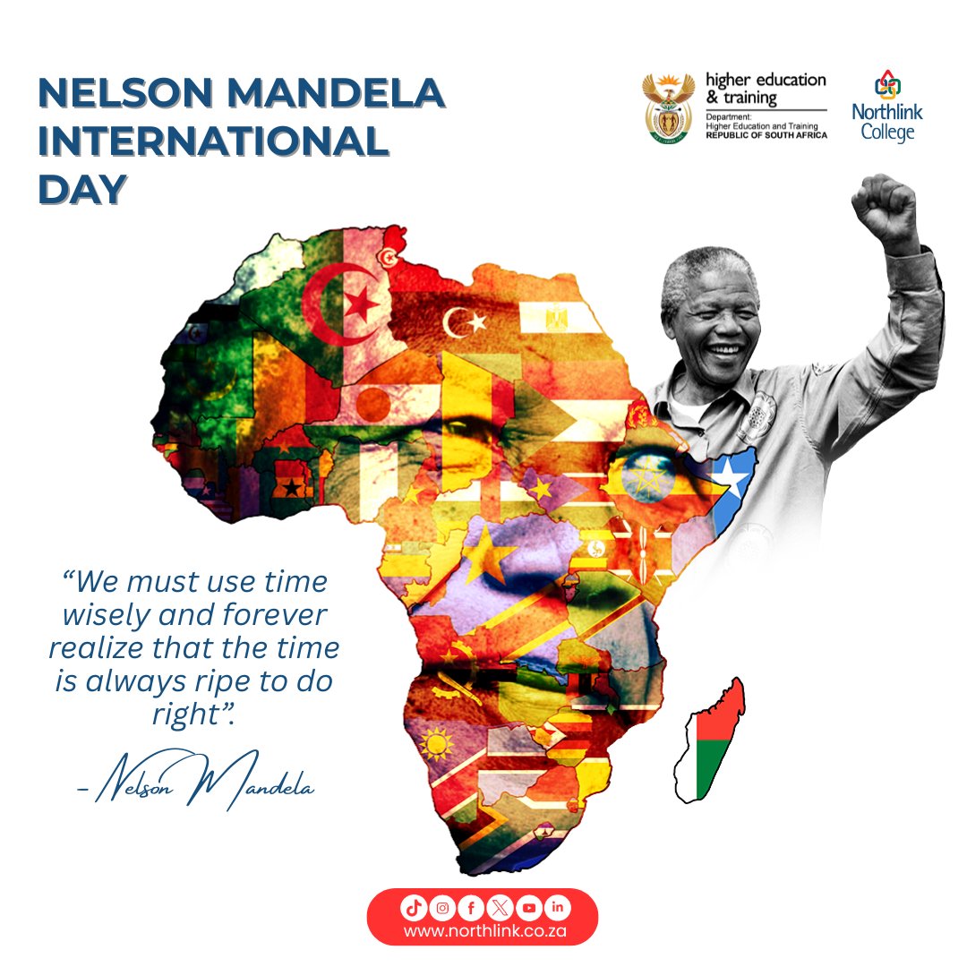 In honour of Nelson Mandela International Day, let’s remember: "The time is always ripe to do right."

Be part of the change. Give 67 minutes to serve your community.

#northlinkcollege #MandelaDay #MakeEveryMinuteCount