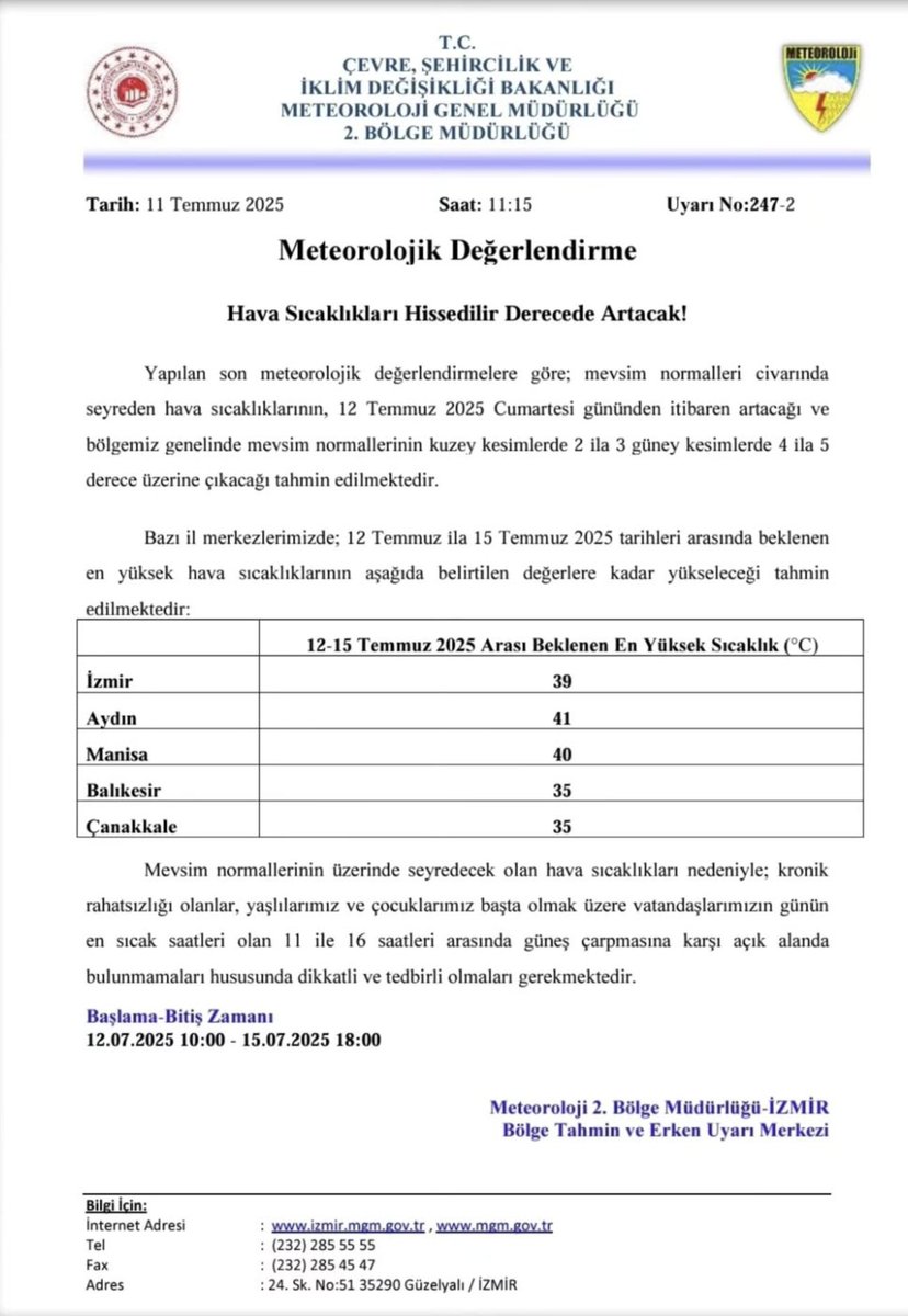 Meteorolojik Uyarı