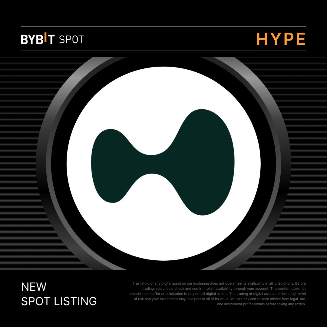 Bybit (@bybit_official) on Twitter photo 📣 $HYPE is officially listed on BybitSpot with <a href="/HyperliquidX/">Hyperliquid</a>!
🌐 Learn more with Lens: i.bybit.com/rQpab0z
📈 Trade now: i.bybit.com/RBLEabM 📣 $HYPE is officially listed on BybitSpot with <a href="/HyperliquidX/">Hyperliquid</a>!
🌐 Learn more with Lens: i.bybit.com/rQpab0z
📈 Trade now: i.bybit.com/RBLEabM