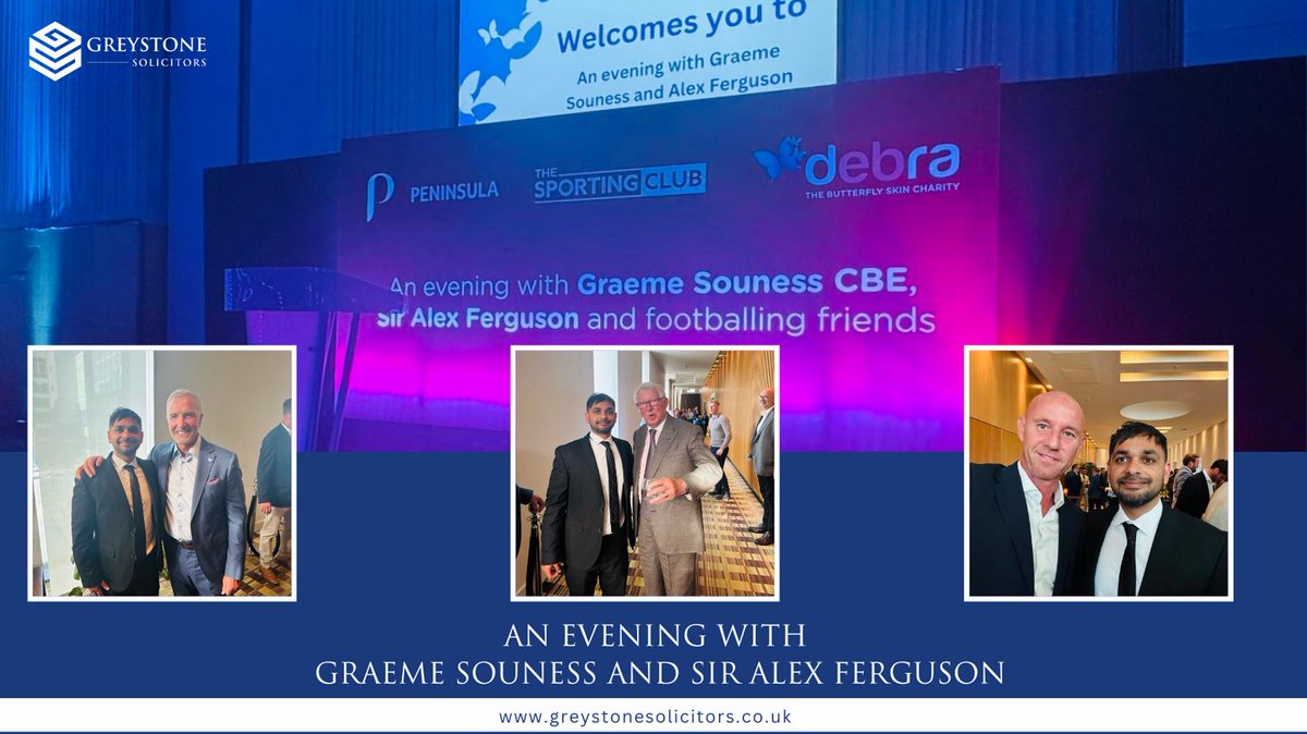 An unforgettable night supporting Charity DEBRA, hosted by Graeme Souness CBE, with a rare and intimate Q&amp;A from Sir Alex Ferguson. 

Honoured to meet two legends and support such a vital cause. 

Thank you DEBRA for all you do. 

#DEBRA #SirAlexFerguson #FootballIcons