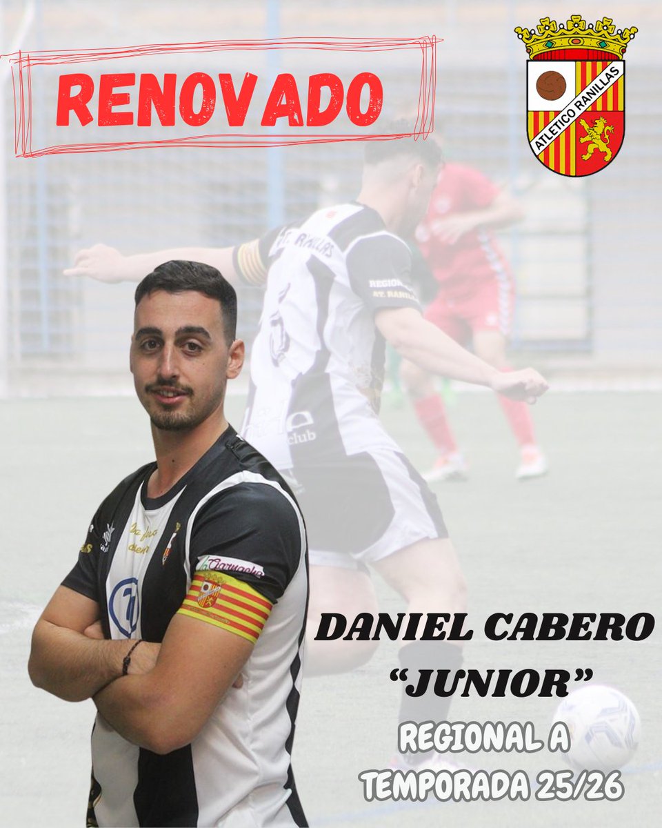at_ranillas's tweet photo. 🔥 OFICIAL | Daniel Cabero “Junior” RENOVADO ⚽⚫⚪
Nuestro capitán sigue al mando. Tras superar su lesión, vuelve más fuerte que nunca para liderar al equipo en Regional Preferente.
Garra, compromiso y corazón. ¡Vamos a por todas, capitán! 🫡 https://t.co/EihSsKj8y6