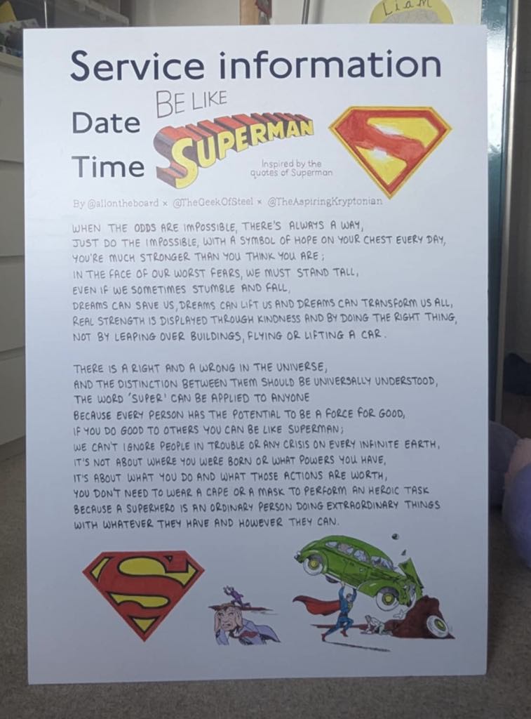 allontheboard's tweet image. With @thegeekofsteel and @aspiringkrypto we put together Superman quotes for the ultimate #Superman poem and drew the most iconic imagery to finish it. We hope you like it @JamesGunn. Our thanks to you and each amazing artist who worked on this incredible movie.
#LookUp @Superman