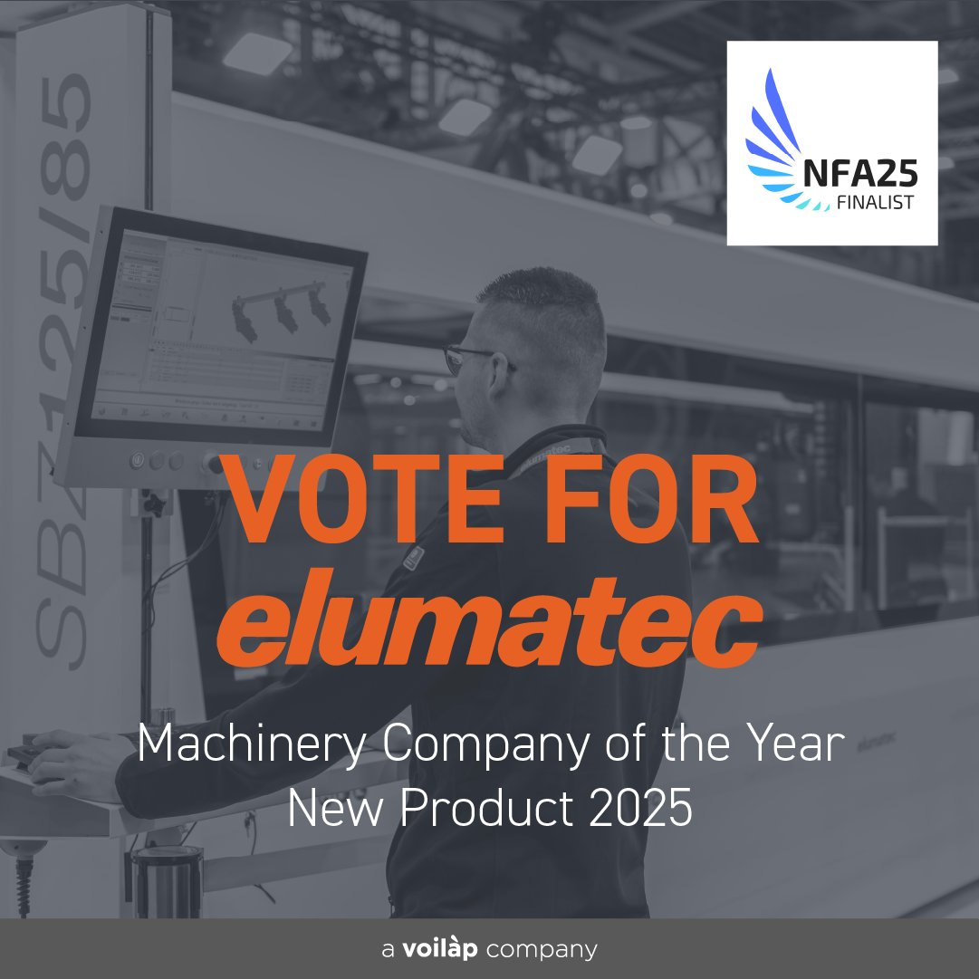 elumatec (@elumatecuk) on Twitter photo Make sure your voice is heard! 📢
We're proud to be finalists once again <a href="/NatFenAwards/">National Fenestration Awards</a>
🏆 Machinery Company of the Year
🏆 New Product 2025
If you’ve experienced the elumatec difference, we’d love your vote.
loom.ly/16AdA1w
#NFA2025 #fenestrationawards #awardwinning Make sure your voice is heard! 📢
We're proud to be finalists once again <a href="/NatFenAwards/">National Fenestration Awards</a>
🏆 Machinery Company of the Year
🏆 New Product 2025
If you’ve experienced the elumatec difference, we’d love your vote.
loom.ly/16AdA1w
#NFA2025 #fenestrationawards #awardwinning