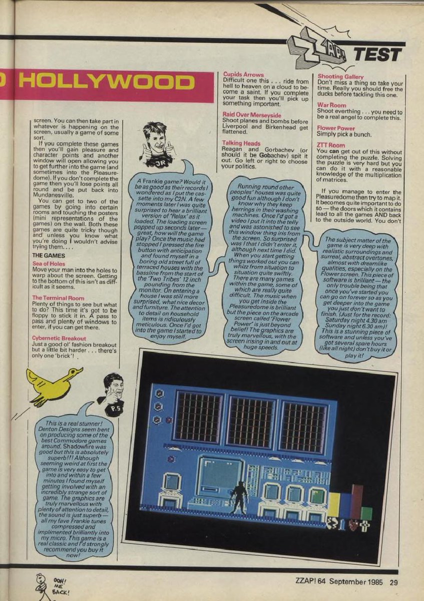 JazRignall's tweet image. 40 years ago, I was playing Denton Designs' Frankie Goes to Hollywood. TBH, its general premise and collection of strange minigames was way to weird and esoteric for yer average C64 kiddie gamer, but for us slightly older folks, it was an absolutely top-tier audiovisual treat.