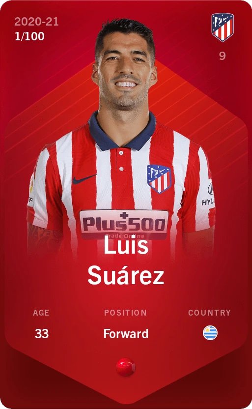 Gambuuuuul's tweet image. Some cards whisper history.
This one bites.

Luis Suárez 1/100 — first mint from his iconic 2020/21 title-winning season with Atleti.
Thrown out by Barça.
Championed Atleti to glory.

A story of revenge, redemption… and pure fire. 🔥