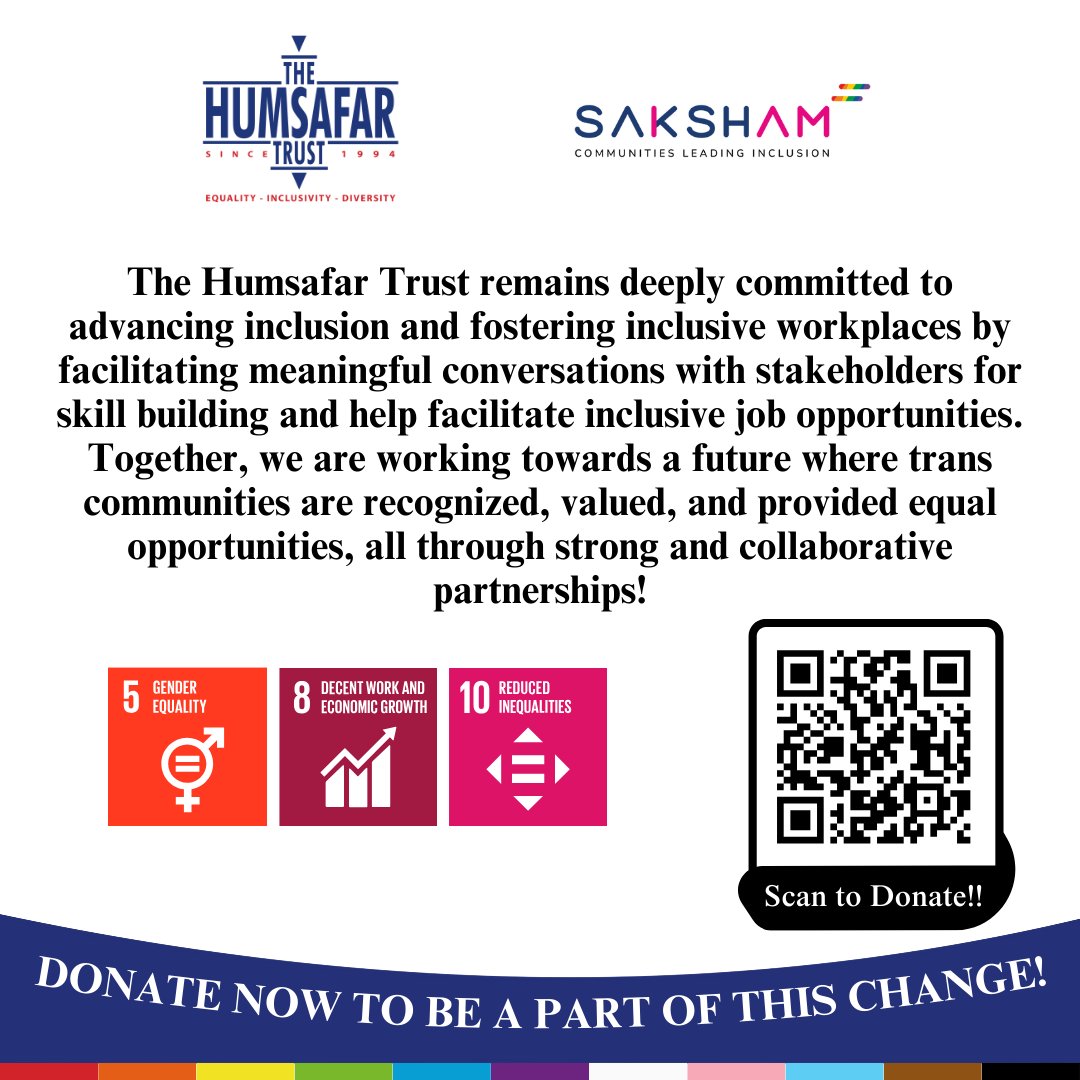 The Humsafar Trust (@humsafartrust) on Twitter photo The Humsafar Trust & <a href="/DeloitteIndia/">Deloitte India</a> held Exposure & Skill-Building Sessions in Delhi & Mumbai under Saksham initiative 🌈
LGBTQ+ folks got 1:1 mentoring, CV help, & interview prep 💼
Proud to support real DEI efforts ✨
📩Collaborate: sudhanshu@humsafar.org
#exposure #skill The Humsafar Trust & <a href="/DeloitteIndia/">Deloitte India</a> held Exposure & Skill-Building Sessions in Delhi & Mumbai under Saksham initiative 🌈
LGBTQ+ folks got 1:1 mentoring, CV help, & interview prep 💼
Proud to support real DEI efforts ✨
📩Collaborate: sudhanshu@humsafar.org
#exposure #skill