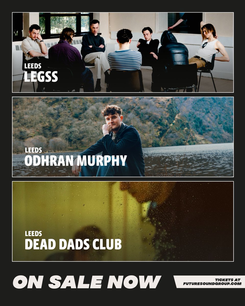 Futuresoundshow's tweet image. Brand new announcements this week! Shows with art-rockers @legsssssssss, country-folk songwriter @MusicOdhran & post-punk / alt rock outfit Dead Dads Club (fka @chillijesson) all on sale now!
Tickets available here:
futuresound.seetickets.com/search/all/1/1…