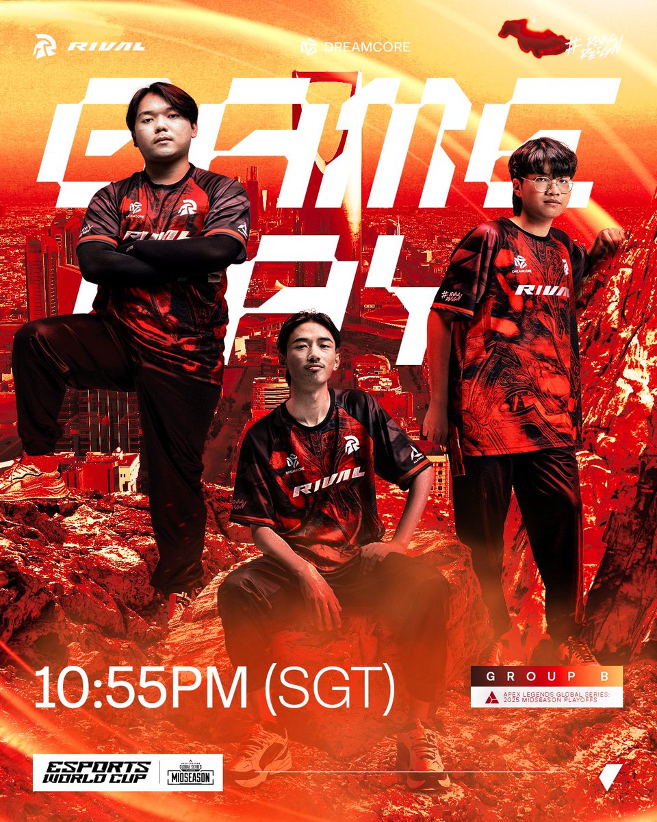 Crush or be crushed. 🔑 

See you in the Apex battlefield today at 10:55PM SGT.

⚔️ <a href="/aflowfn/">RVL aflow</a> 
⚔️ <a href="/ItsGOPGAPz/">RVL GOPGAPz</a> 
⚔️ <a href="/F4FAFIF/">FIF</a> 

#RivalReign #EWC2025