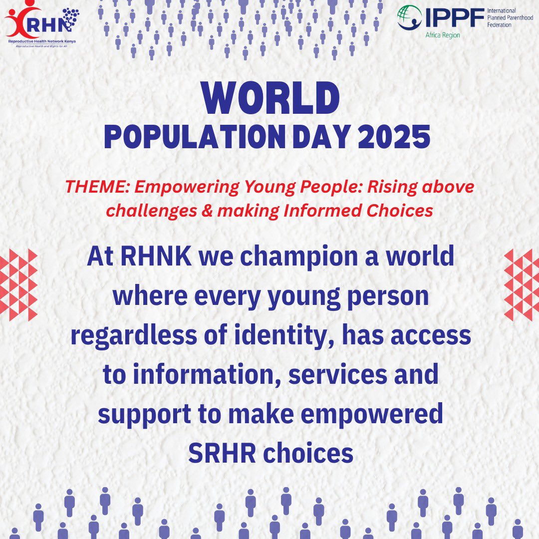 Reproductive Health Network Kenya (@rhnkorg) on Twitter photo This #WorldPopulationDay, we echo the 2025 theme: “Empowering young people: Rising above the challenges and making informed choices for the future.”
At <a href="/rhnkorg/">Reproductive Health Network Kenya</a>, we believe that when young people are equipped with accurate information, access to youth-friendly services, and a This #WorldPopulationDay, we echo the 2025 theme: “Empowering young people: Rising above the challenges and making informed choices for the future.”
At <a href="/rhnkorg/">Reproductive Health Network Kenya</a>, we believe that when young people are equipped with accurate information, access to youth-friendly services, and a