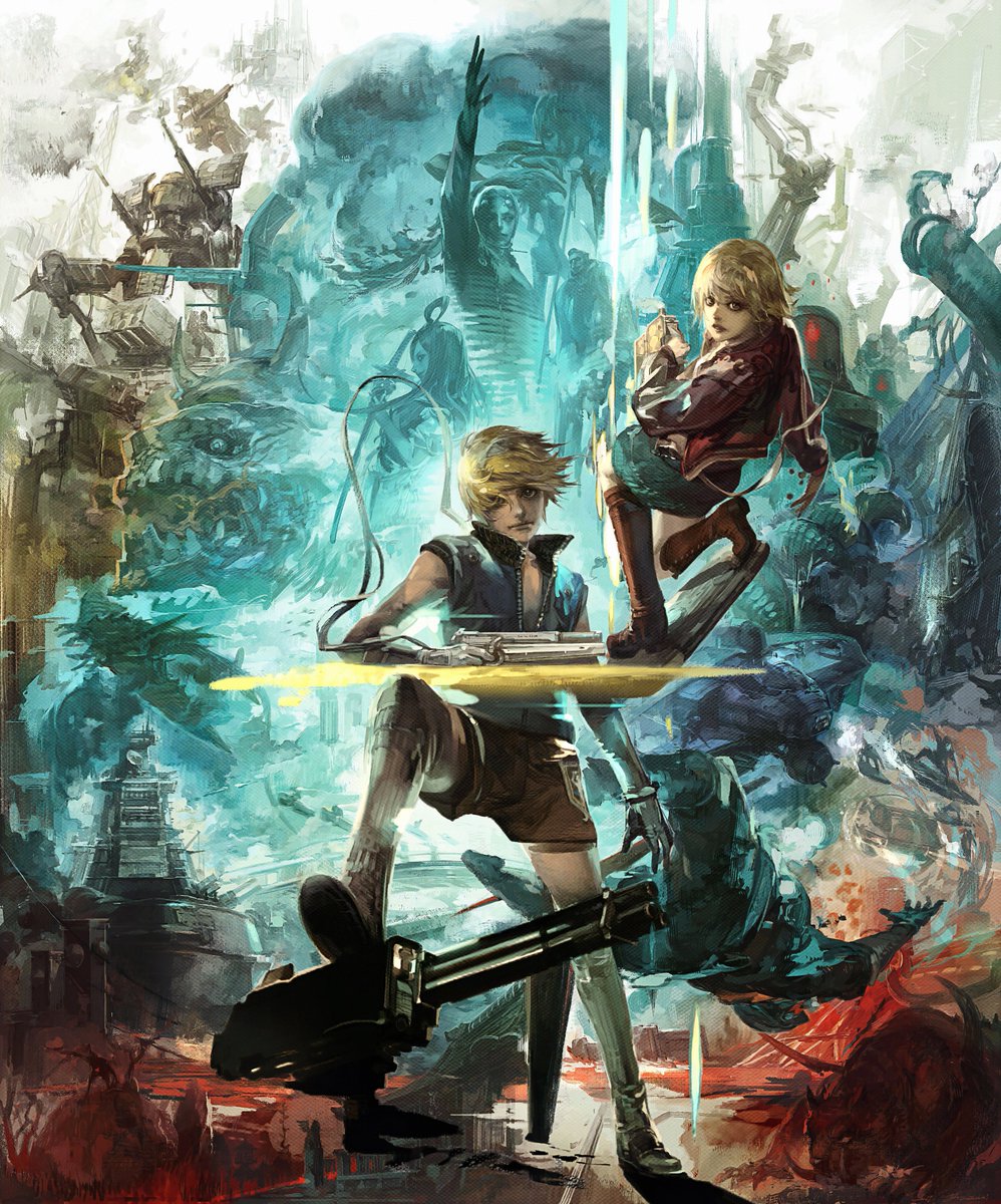 The artwork of #SinAndPunishment: Star Successor aka Successor of the Skies (PAL version) and Tsumi to Batsu: Uchū no Kōkeisha (Japan) by Yasushi Suzuki used on the Japanese #Nintendo #Wii release. Usual upscale with a dash of retouching applied, no cleaning needed.