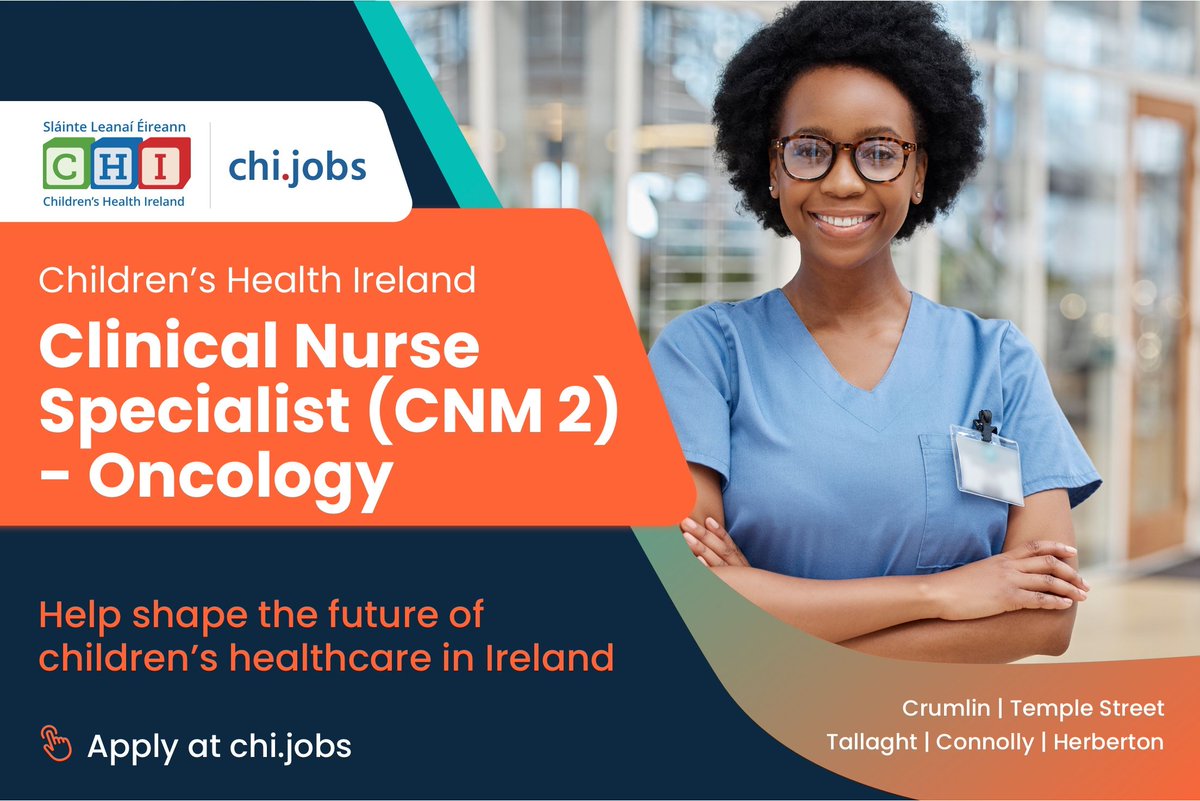 CHI is leading the clinical and operational transformation of acute paediatric healthcare in Ireland. Applications are invited for the role of Clinical Nurse Specialist (CNM 2) - Oncology. Learn more and apply at: buff.ly/mcBHjOA