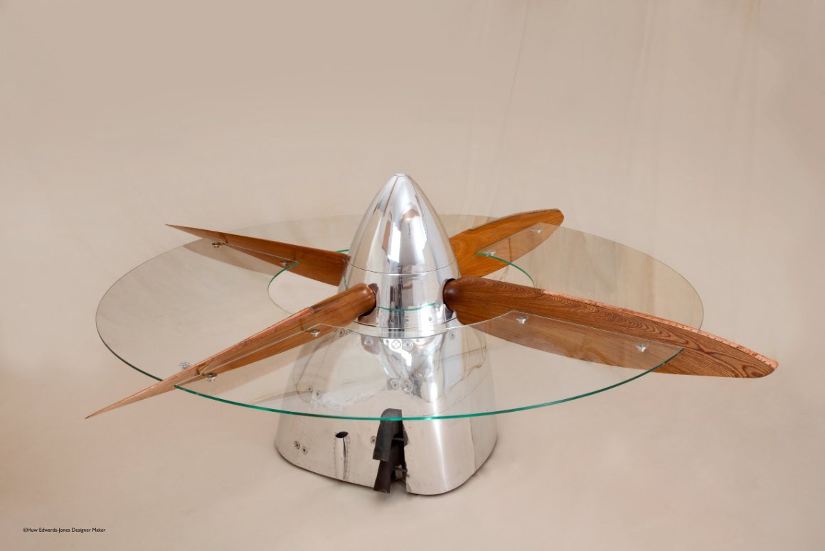 1940Andy's tweet image. When I win the lottery, I still want this Spitfire table which, incidentally, I had some ‘input’ to with its creator, Huw Edwards Jones. Incredible piece!