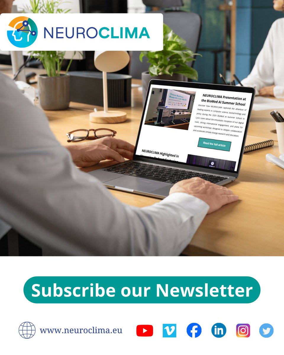 🧠 Catch up on NEUROCLIMA before summer!

The second edition of our newsletter covers: Malta meeting highlights, reading picks, &amp; project updates.

Missed it? Read here 👉mailchi.mp/3d8fed6a7172/n…

And don't miss the next one: neuroclima.eu/subscribe-neur…