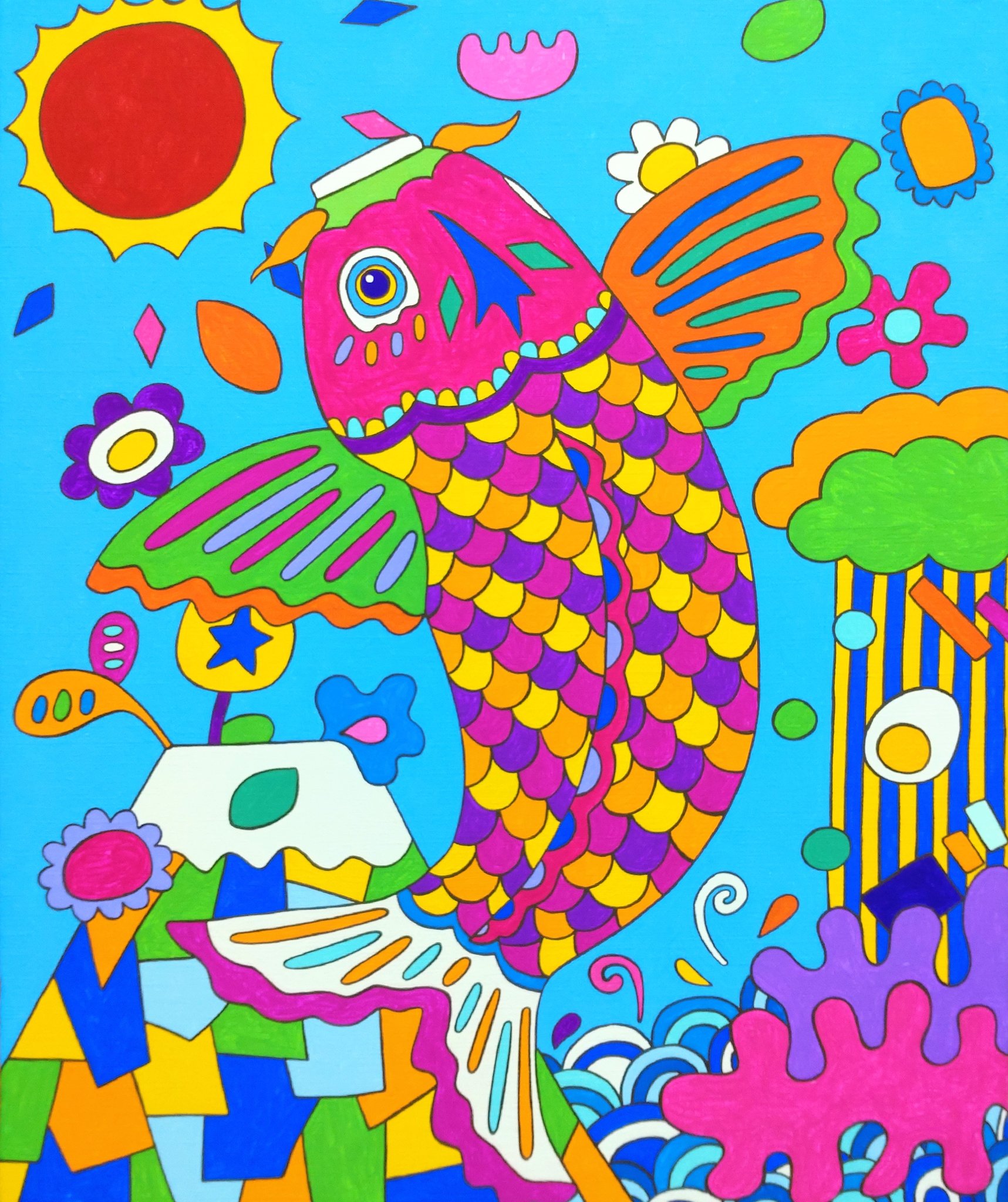 一点物イラストアート】ヤラなきゃヤラれる【現代アート/イラスト】