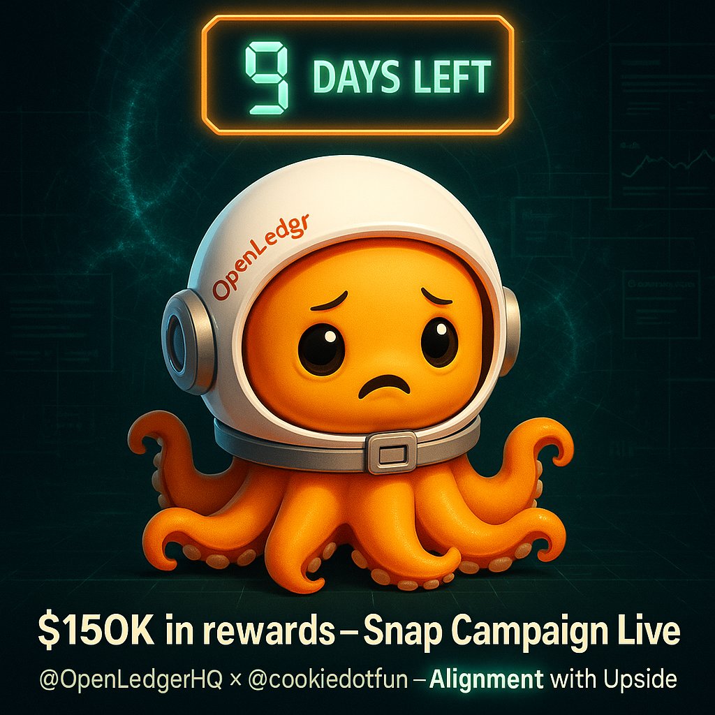 chiftine(✸,✸) 🔌 ⚡ HUDL (@chiftine1) on Twitter photo You’re not late but you will be.
The <a href="/OpenledgerHQ/">Openledger</a> × <a href="/cookiedotfun/">Cookie DAO 🍪</a> Snap campaign has $150K in rewards and 9 days on the clock.
It’s not hype. It’s alignment with upside.
#GlassLayer #InfraStack #SnapCampaign You’re not late but you will be.
The <a href="/OpenledgerHQ/">Openledger</a> × <a href="/cookiedotfun/">Cookie DAO 🍪</a> Snap campaign has $150K in rewards and 9 days on the clock.
It’s not hype. It’s alignment with upside.
#GlassLayer #InfraStack #SnapCampaign