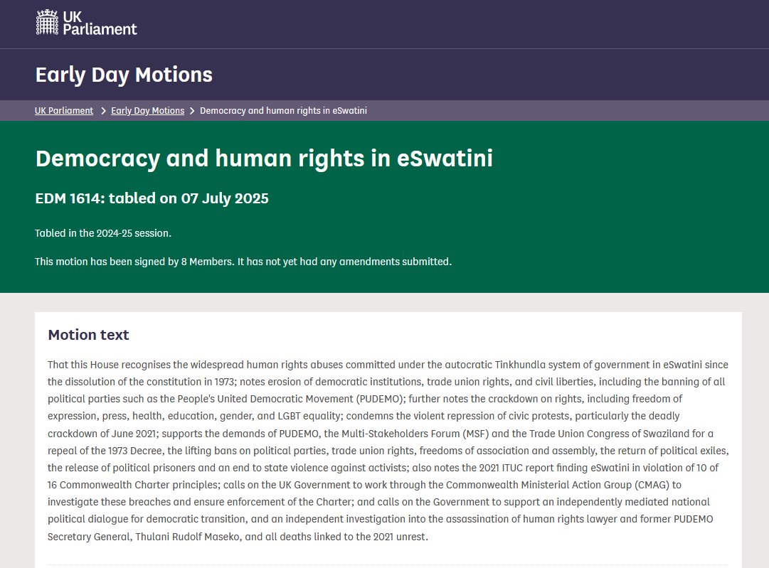 ACTSA_UK's tweet image. 🇸🇿 Ask your MP to support @KimJohnsonMP's EDM on #Eswatini #Swaziland- recognising widespread human rights abuses, the erosion of democratic, trade union and civil rights, and calling on the UK to support the calls for justice and dialogue.
Template here: shorturl.at/0RaAu