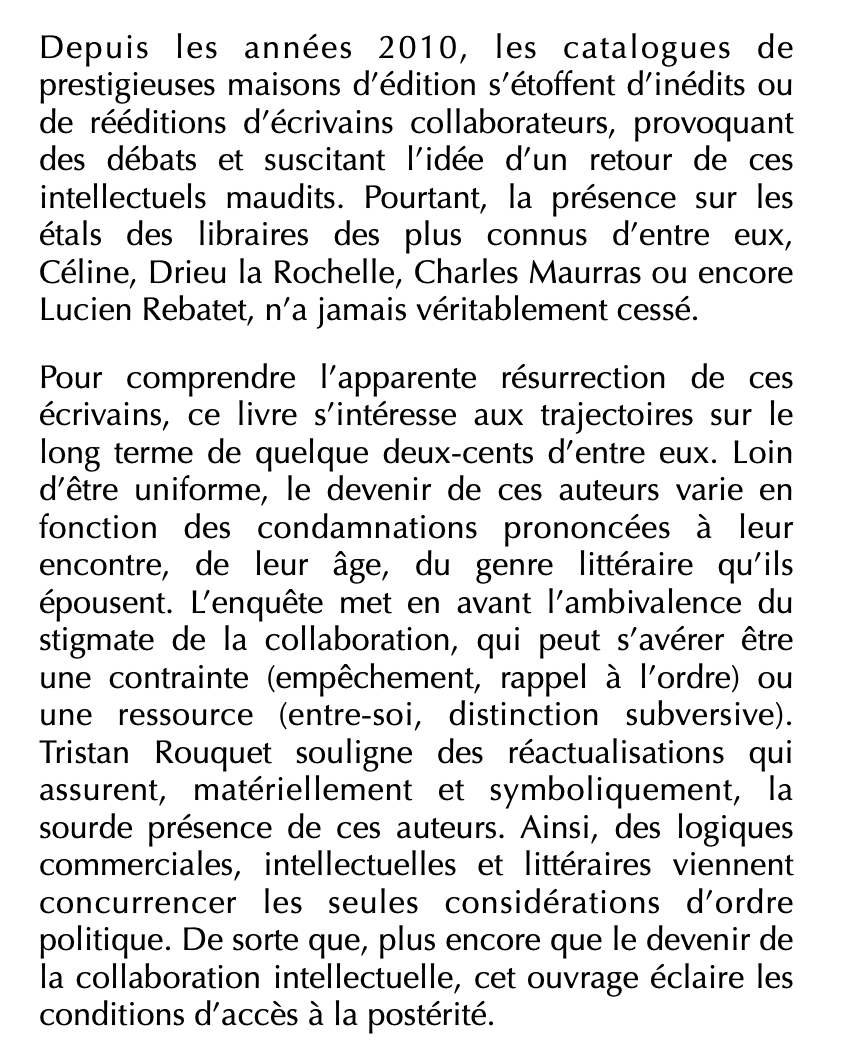 Tristan Rouquet - Les écrivains collaborateurs

Engagement, stigmate et postérité

À paraître en octobre chez CNRS Éditions