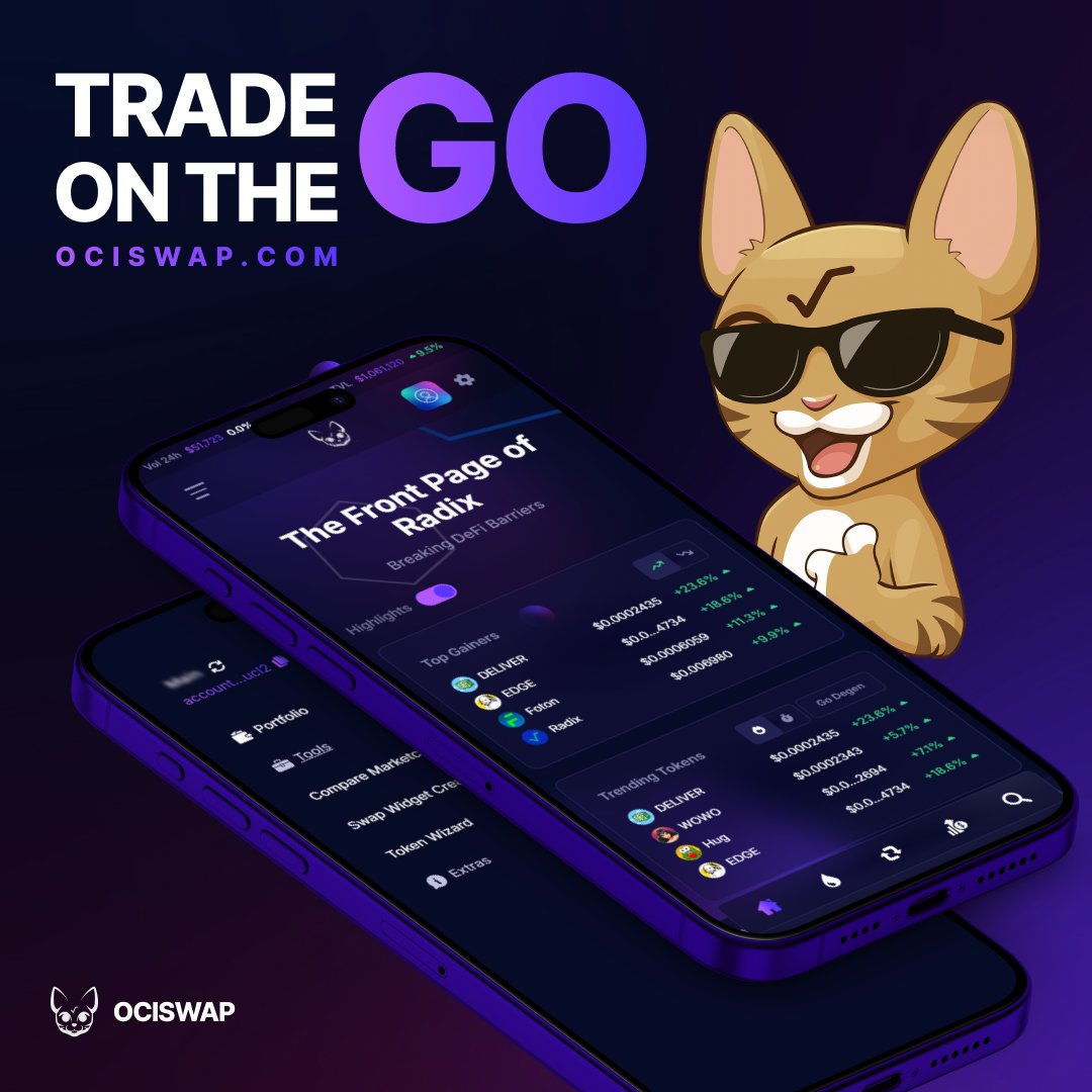 ociswap's tweet image. No matter where you are
on the go, on holiday, or at work..
$OCI always delivers the smoothest mobile experience.
Trade and earn anytime, anywhere 📱🌍
👉 Ociswap.com