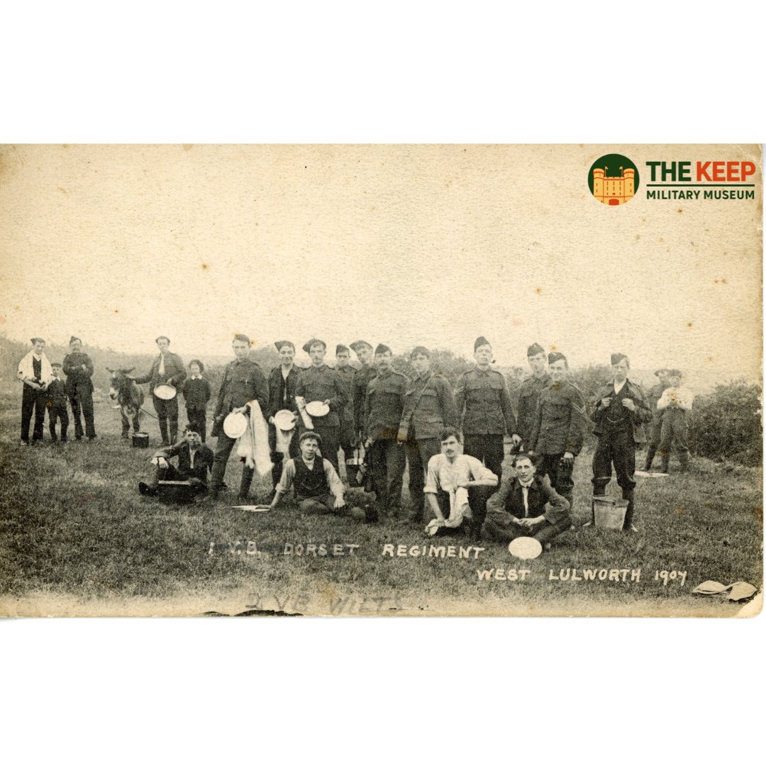 This image shows the 1st Volunteer Battalion, Dorsetshire Regiment on Annual Camp at West Lulworth in 1907. This would be the last annual camp for the Volunteer Battalion as it would be replaced by the Army Reserve a year later in 1908.