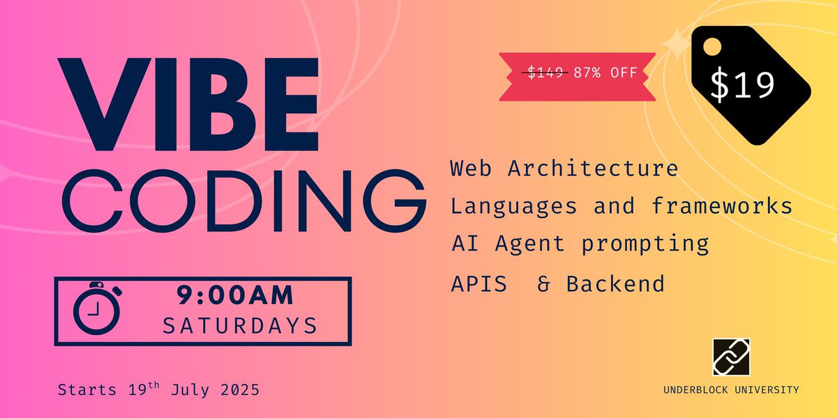 Join our Vibe coding class , offer ends 0n the 15th 

Enroll here : underblock.xyz