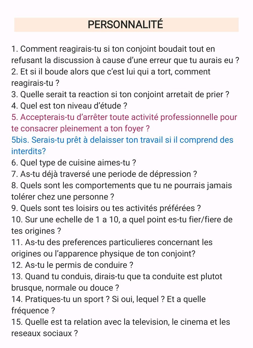 Taysir_Ouzzab's tweet photo. @Taysir_Ouzzab 

Un questionnaire qui peut vous aider...

Connaître le potentiel de son/sa prétendant(e) est important car nous ne sommes pas censé nous marier avec une personne parfaite mais, une personne qui vise la perfection.

#Zawaj #Islam #Entraide #Oummah https://t.co/OP3nN6jCLf
