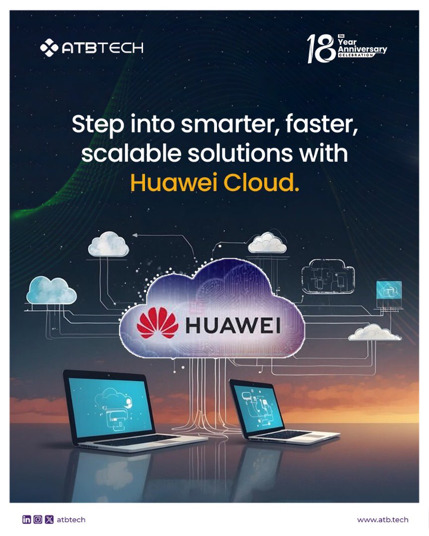 ATB Tech (@atbtechltd) on Twitter photo Step into smarter, faster, and scalable solutions with Huawei Cloud, tailored to move your business forward.
From infrastructure to innovation, get the full range of cloud services built for your unique needs.
Let’s talk: solutions@atb.tech
#ATBTech
#Huawei
#HuaweiCloud Step into smarter, faster, and scalable solutions with Huawei Cloud, tailored to move your business forward.
From infrastructure to innovation, get the full range of cloud services built for your unique needs.
Let’s talk: solutions@atb.tech
#ATBTech
#Huawei
#HuaweiCloud