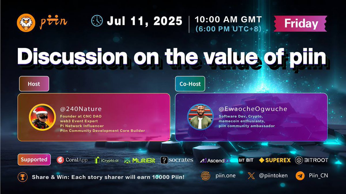 #Piin , a #memecoin , is demonstrating on X Space how it becomes a symbol of community power

Join us on Jul.11, 18:00 UTC+8, and feel it 👊👊👊

Space link: x.com/i/spaces/1YqJD…