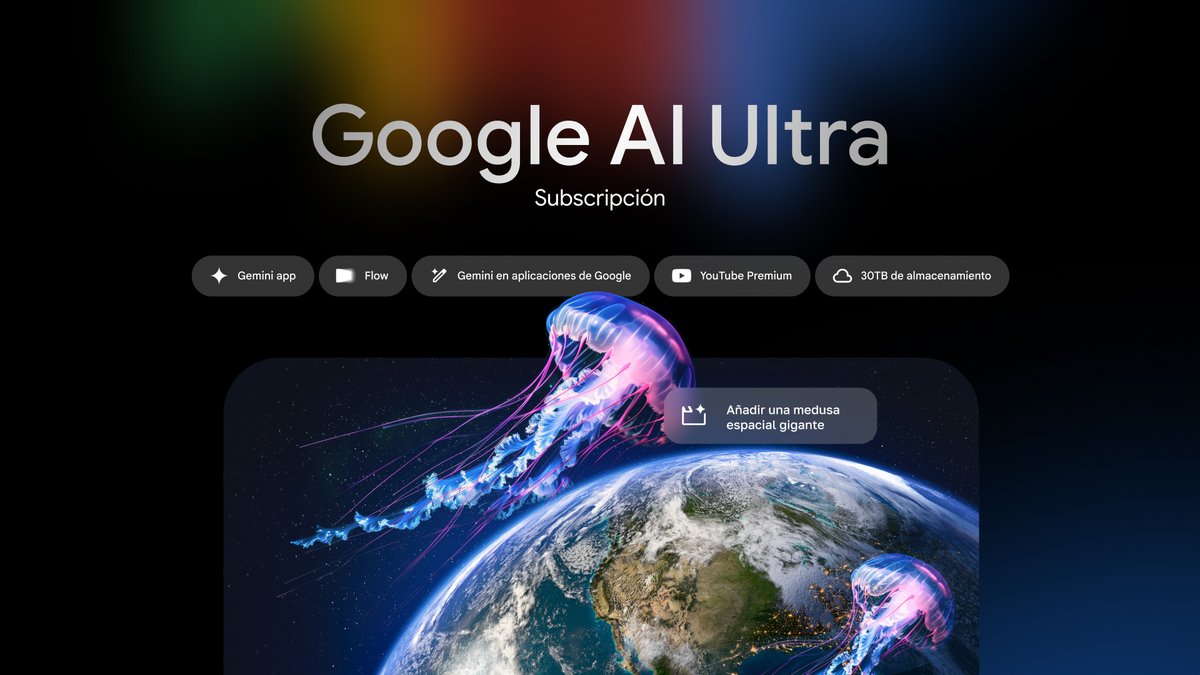 GoogleES's tweet image. Google AI Ultra, el plan con máximo acceso a las capacidades de IA de Google, ya está disponible en España. Crea, aprende y explora con Veo 3, Flow, NotebookLM y Gemini.
Obtén más información aquí 👇
gemini.google/subscriptions/…