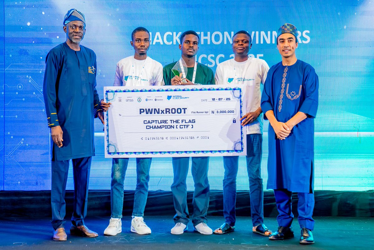 NITDANigeria's tweet image. A big Congratulations to the winners of the #NCSC cybersecurity Hackathon&apos;s &quot;Capture the Flag: Industry Professionals Category&quot;:

1.  1st position: Team Error
2. 2nd position: Team PWN x ROOT
3. 3rd position: Team PWN_NG

Their exceptional skills and relentless efforts in…