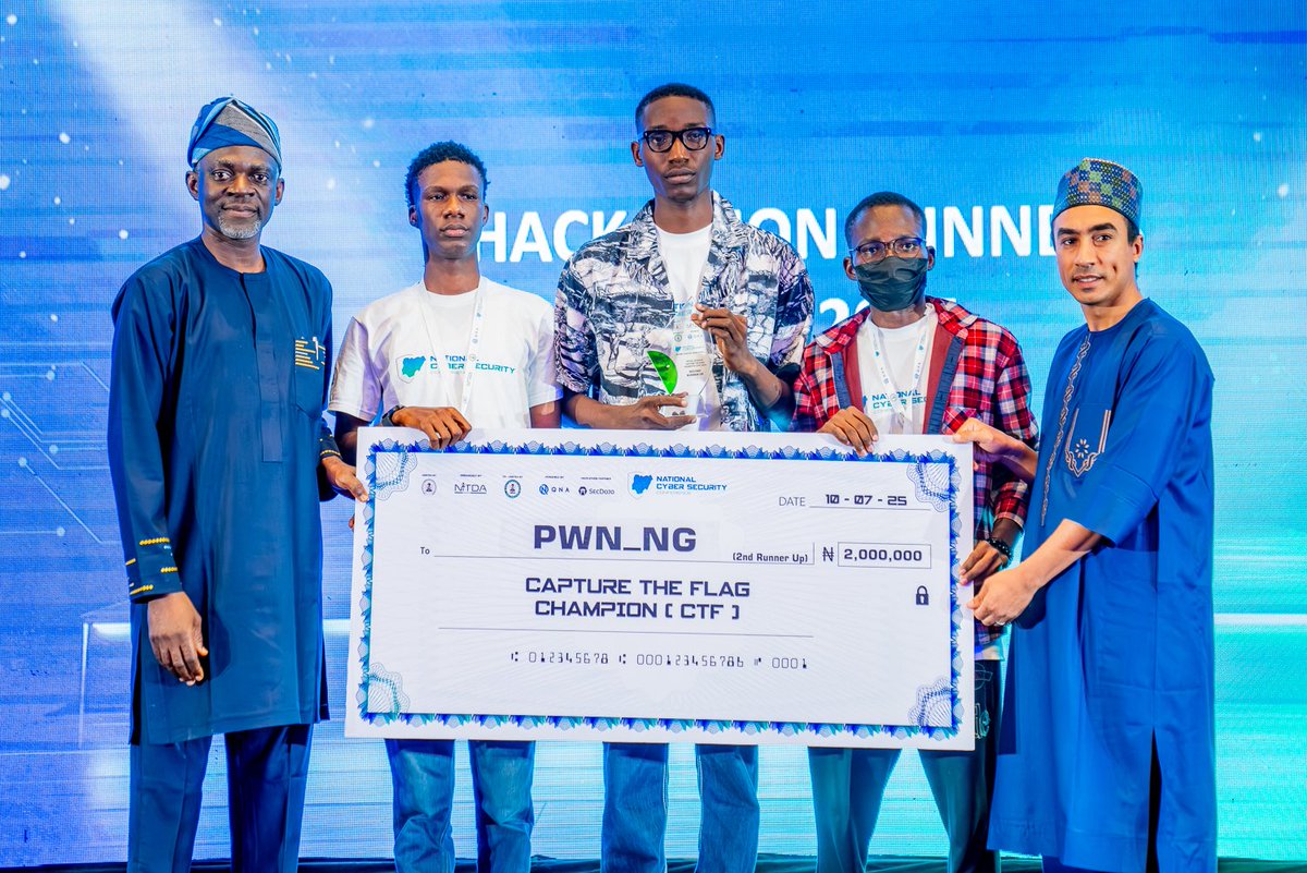 NITDANigeria's tweet image. A big Congratulations to the winners of the #NCSC cybersecurity Hackathon&apos;s &quot;Capture the Flag: Industry Professionals Category&quot;:

1.  1st position: Team Error
2. 2nd position: Team PWN x ROOT
3. 3rd position: Team PWN_NG

Their exceptional skills and relentless efforts in…
