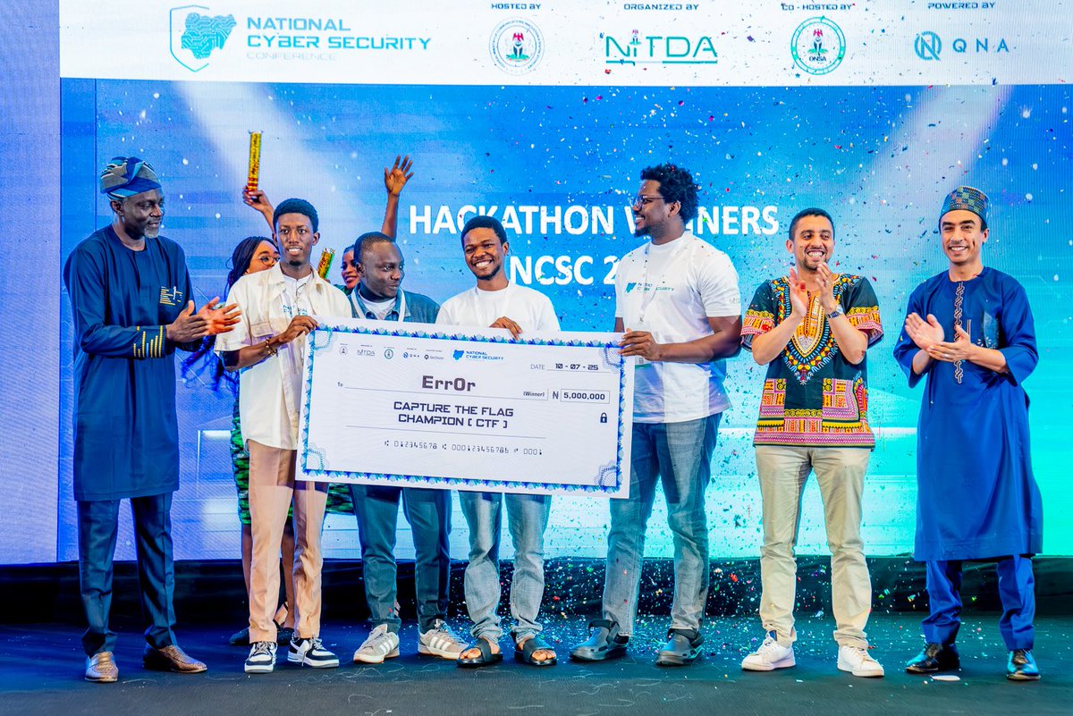 NITDANigeria's tweet image. A big Congratulations to the winners of the #NCSC cybersecurity Hackathon&apos;s &quot;Capture the Flag: Industry Professionals Category&quot;:

1.  1st position: Team Error
2. 2nd position: Team PWN x ROOT
3. 3rd position: Team PWN_NG

Their exceptional skills and relentless efforts in…